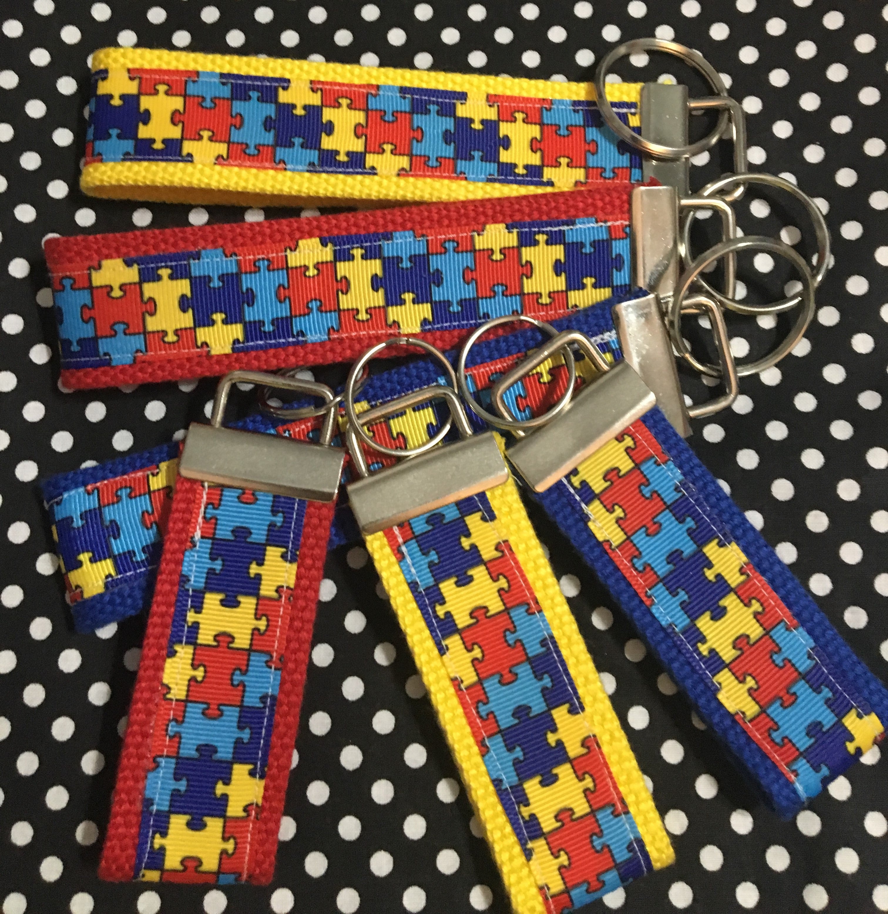 Personalized Autism Awareness inspired Key Fob or Wristlet - 2 sizes available ** Free Embroidery Available**