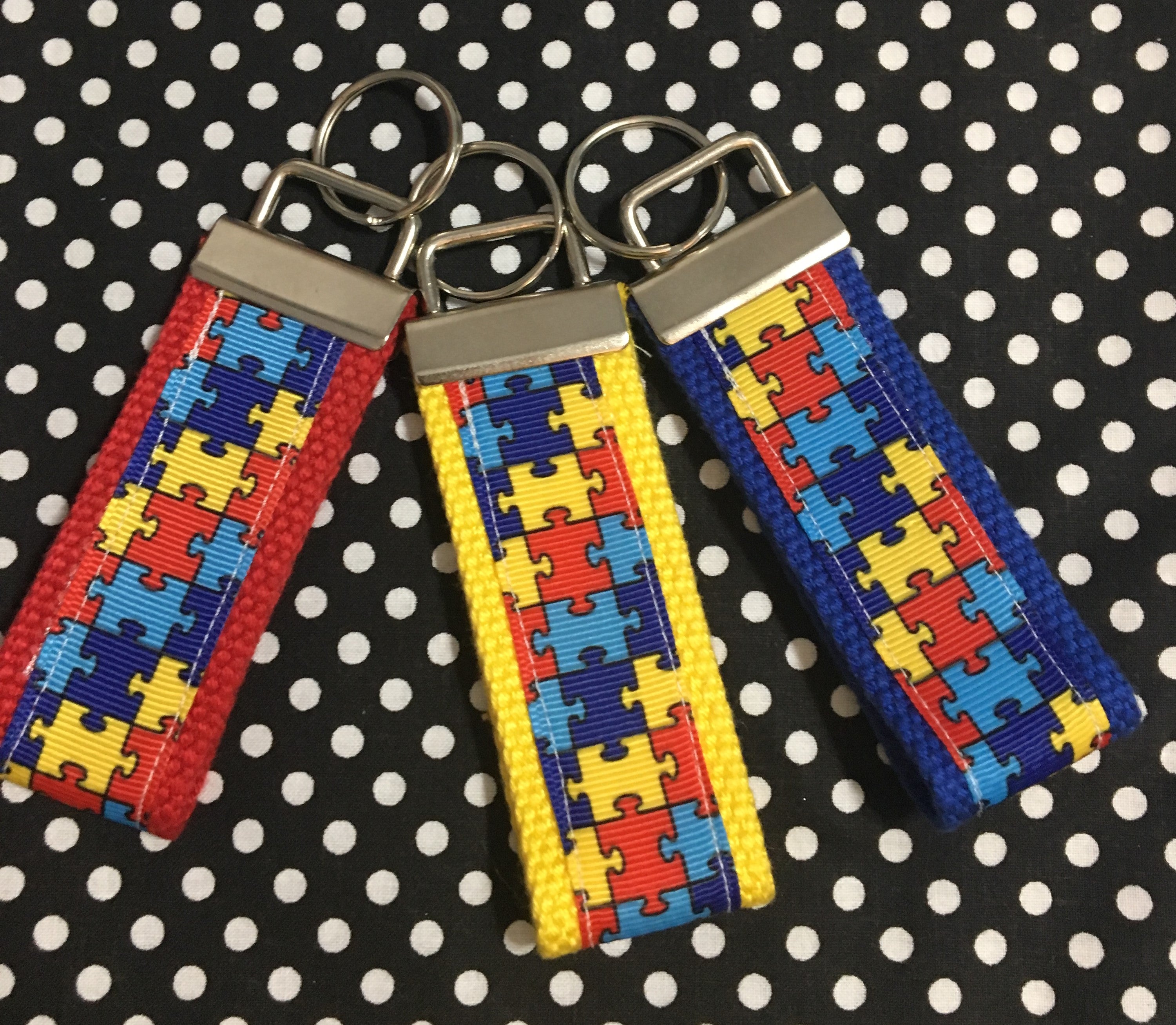 Personalized Autism Awareness inspired Key Fob or Wristlet - 2 sizes available ** Free Embroidery Available**
