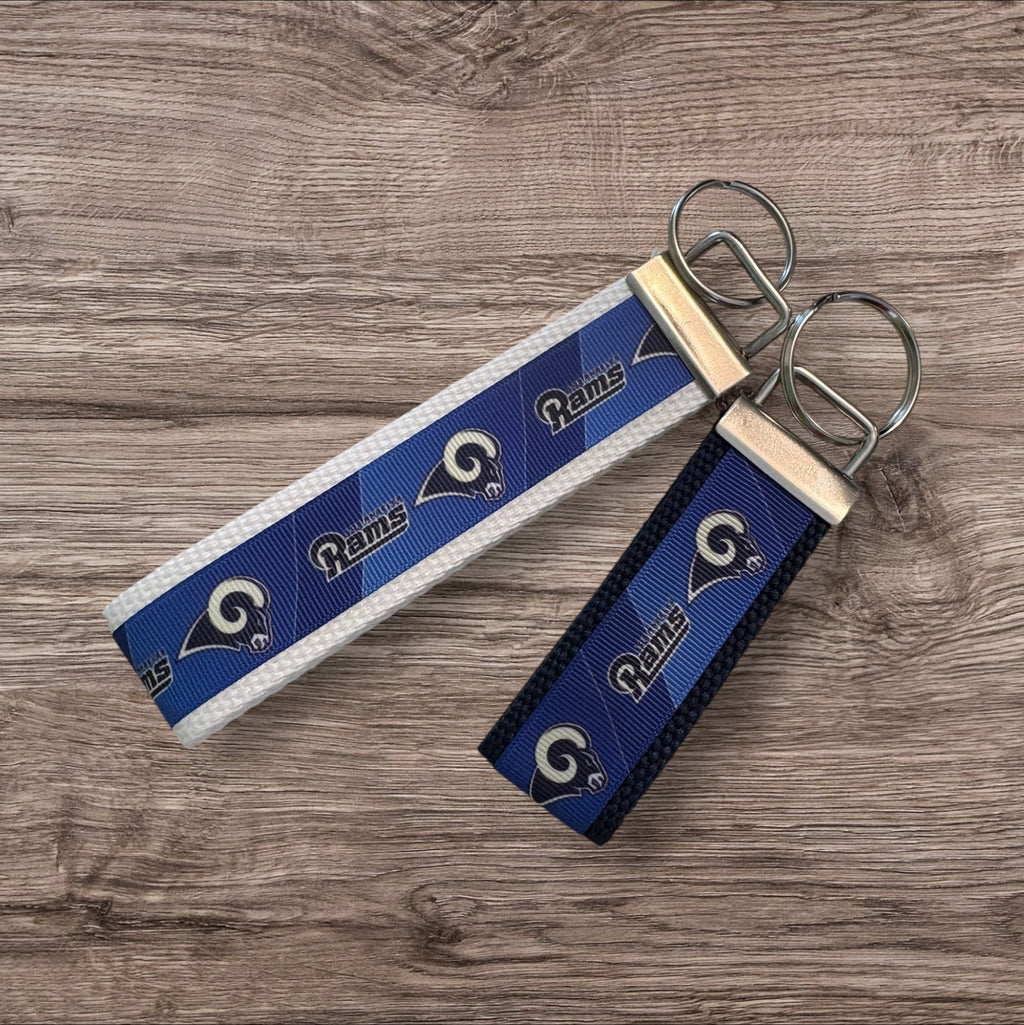 Los Angeles Rams inspired Personalized  Key Fob wristlet  - 2 sizes available   FREE  personalization embroidery -  Football