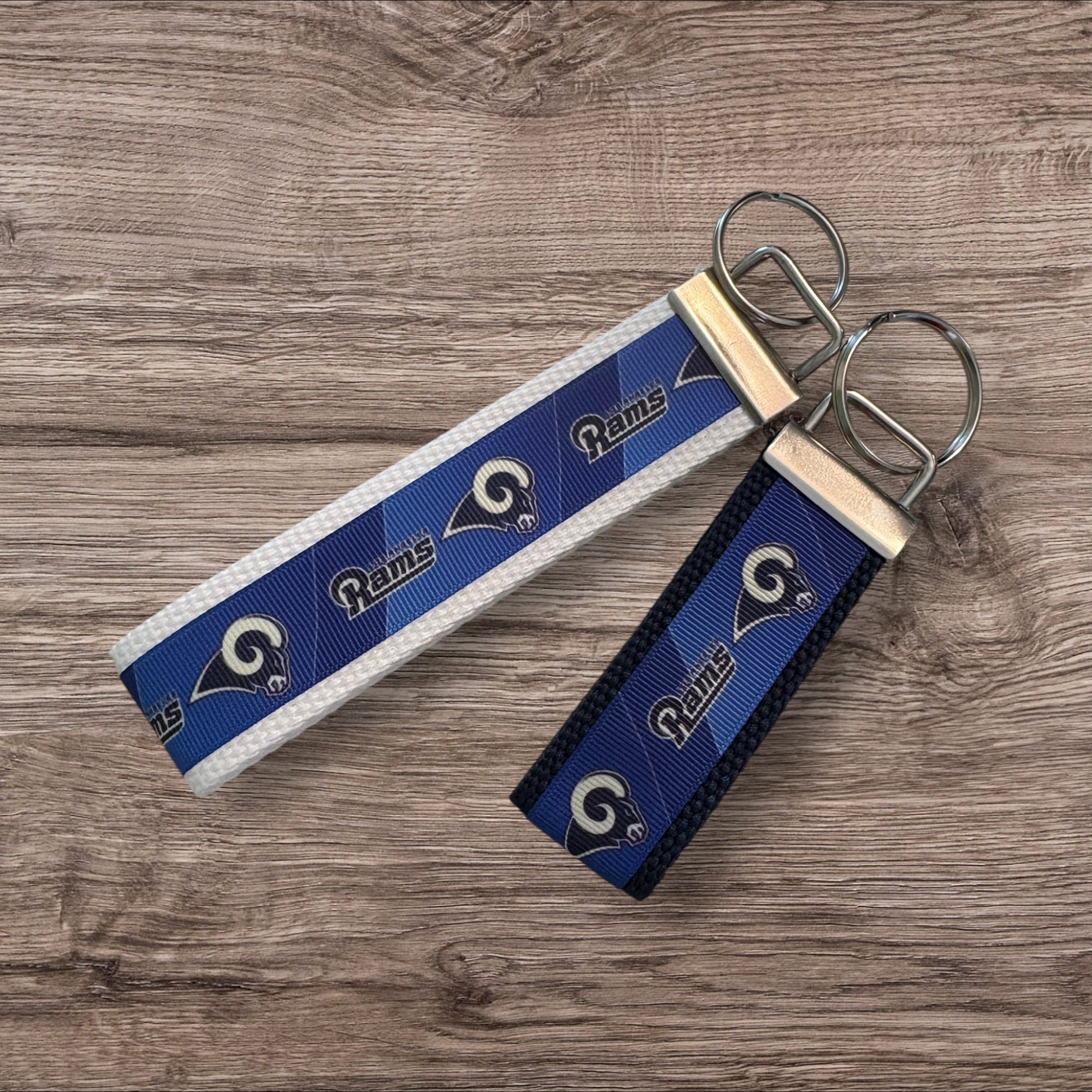 Los Angeles Rams inspired Personalized  Key Fob wristlet  - 2 sizes available   FREE  personalization embroidery -  Football
