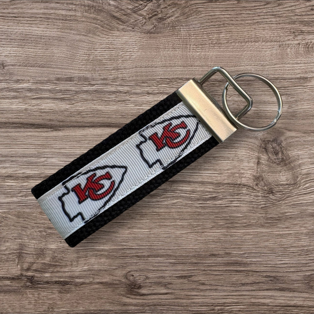 Kansas City Chiefs inspired Personalized  Key Fob wristlet  - 2 sizes available   FREE  personalization embroidery -  Football