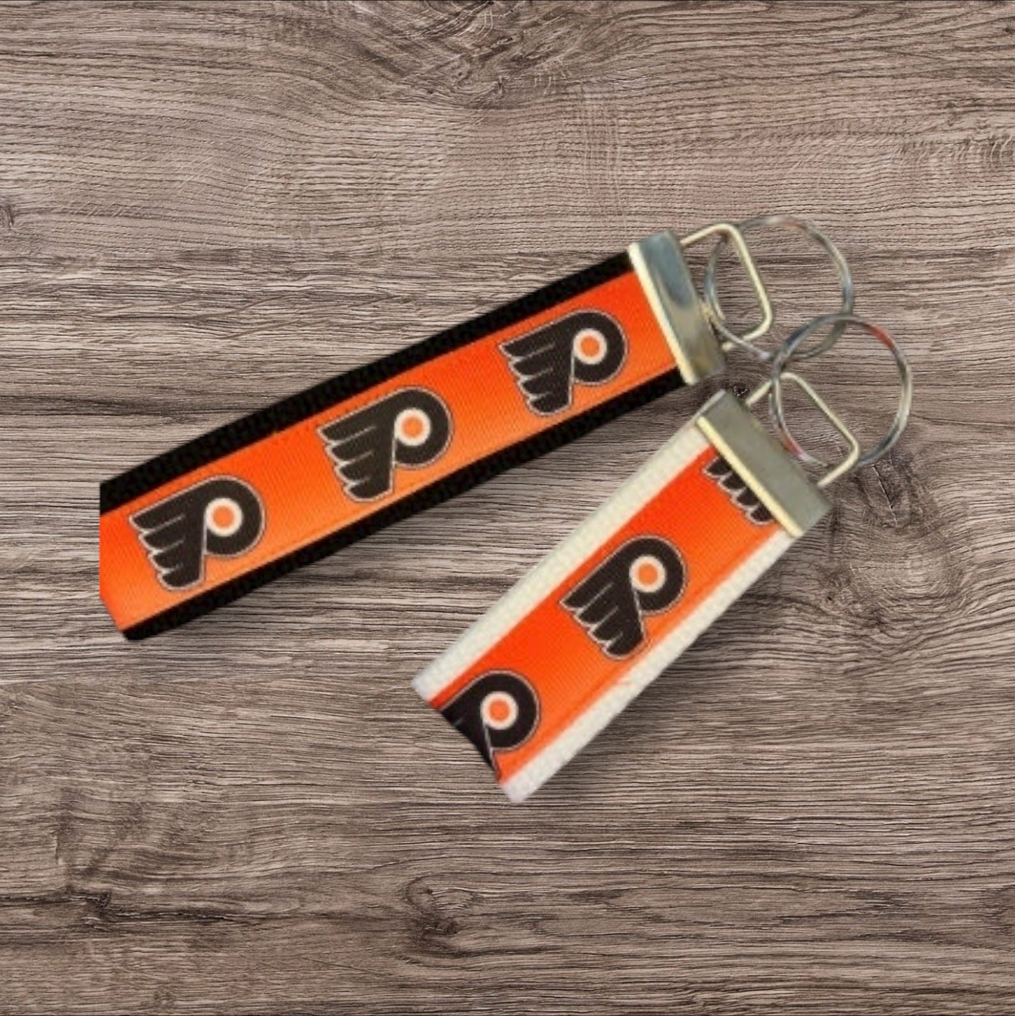 Personalized Philadelphia Flyers Hockey Inspired Key Fob / Wristlet  -  2 sizes available  -  Ebroidery Available