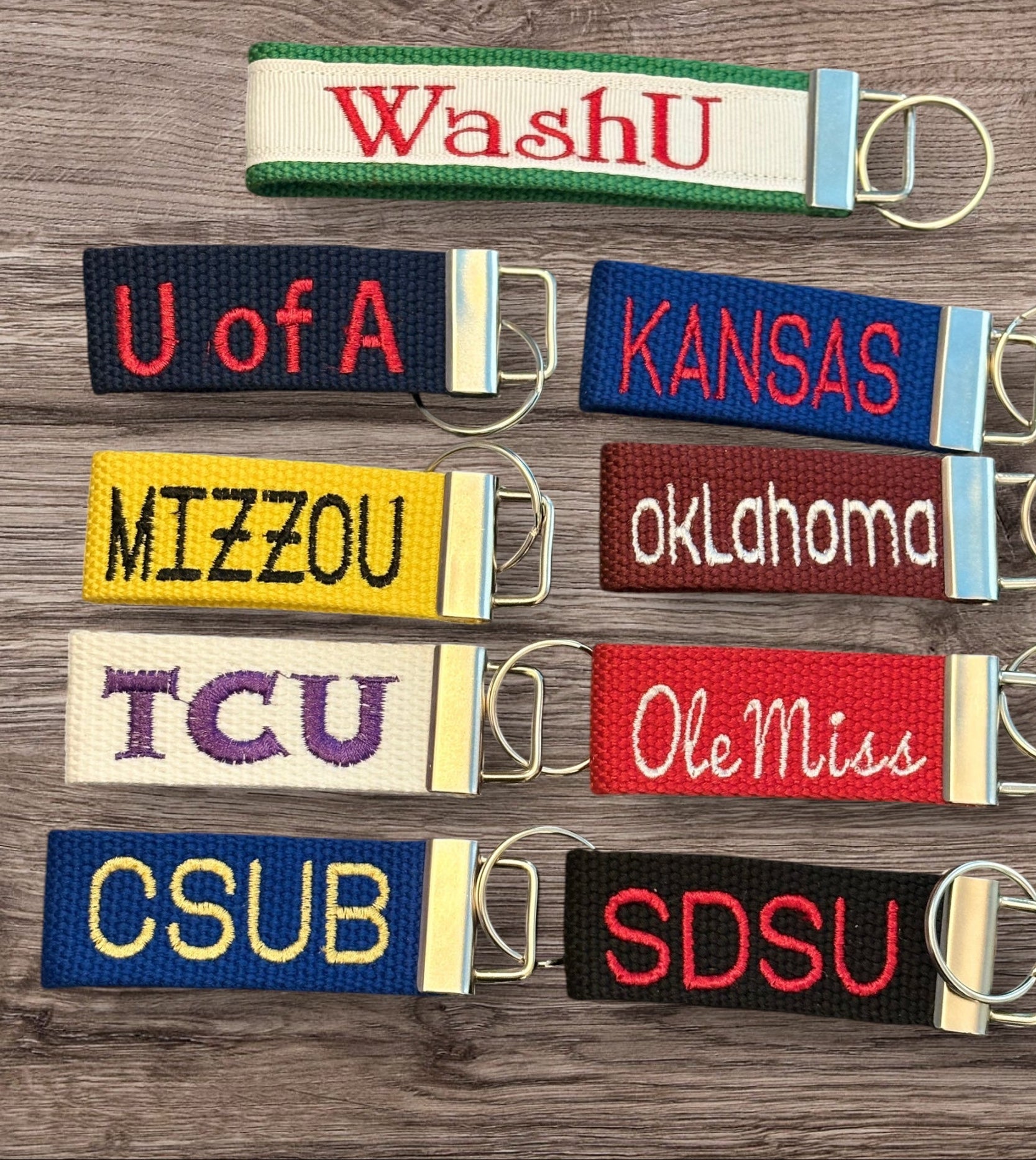 NAME YOUR SCHOOL - Personalized College / University inspired Key Fob or Wristlet - 2 sizes available