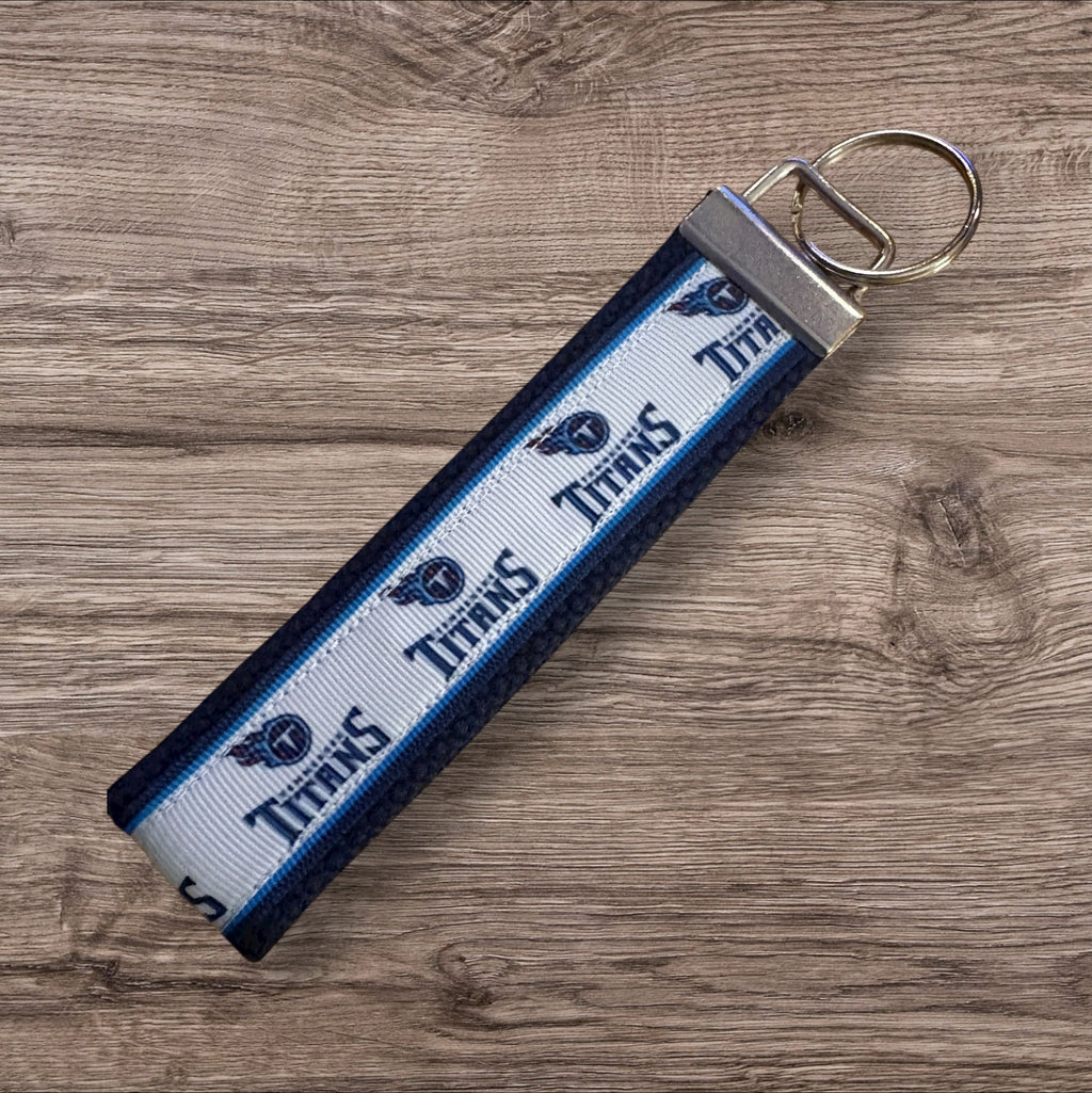 Tennessee Titans inspired Personalized  Key Fob wristlet  - 2 sizes available   FREE  personalization embroidery -  Football
