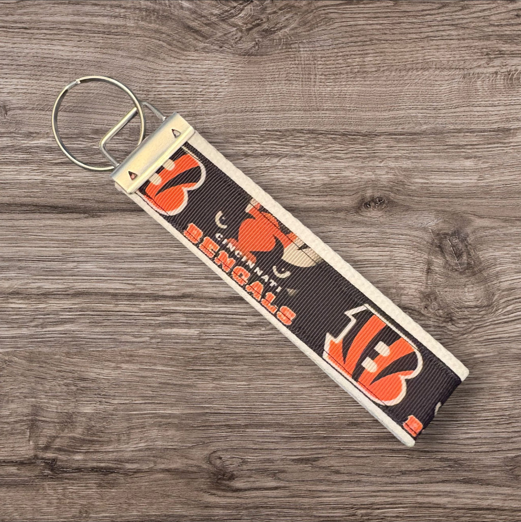 Cincinnati Bengals inspired Personalized  Key Fob wristlet  - 2 sizes available   FREE  personalization embroidery -  Football