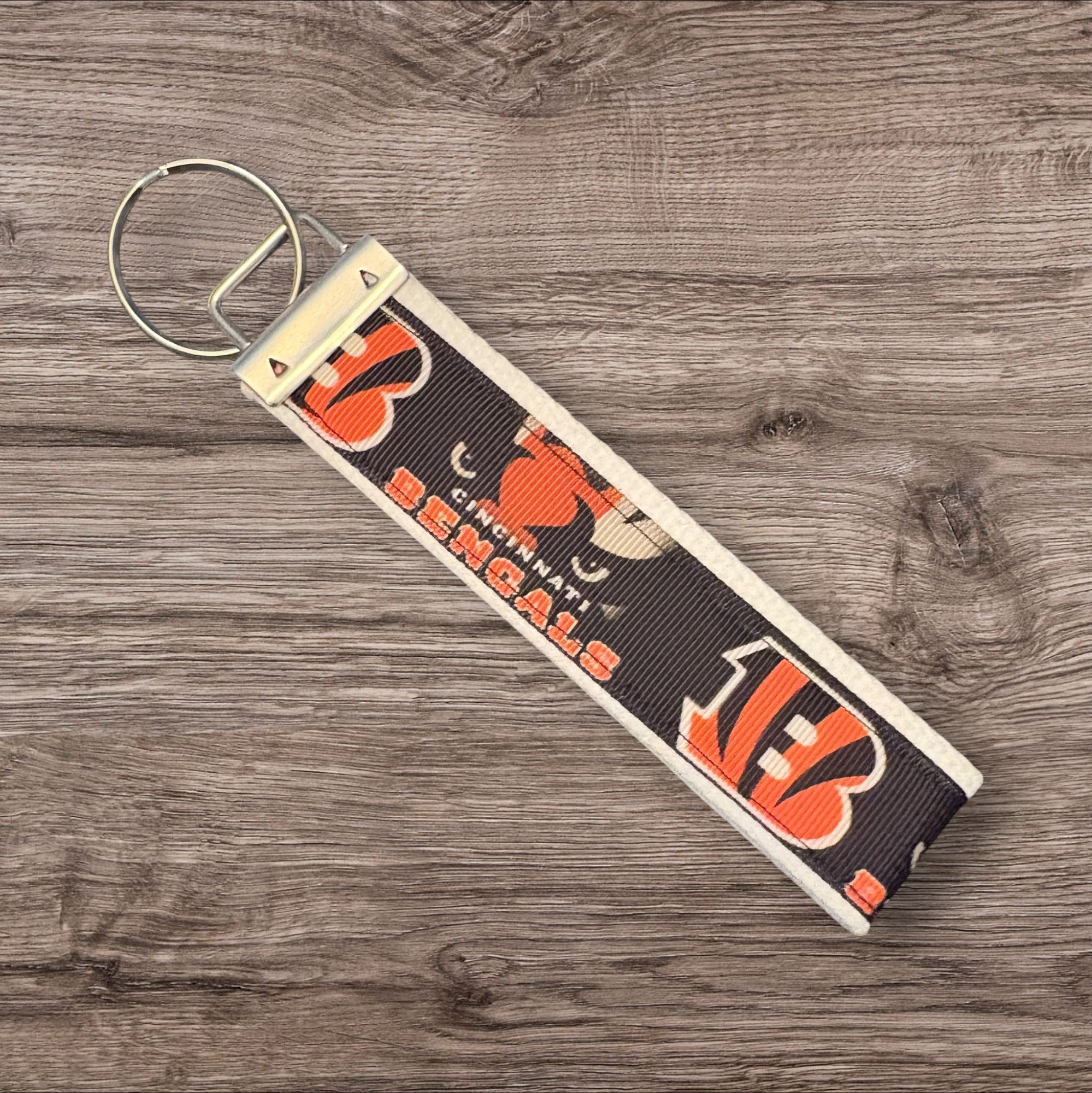 Cincinnati Bengals inspired Personalized  Key Fob wristlet  - 2 sizes available   FREE  personalization embroidery -  Football