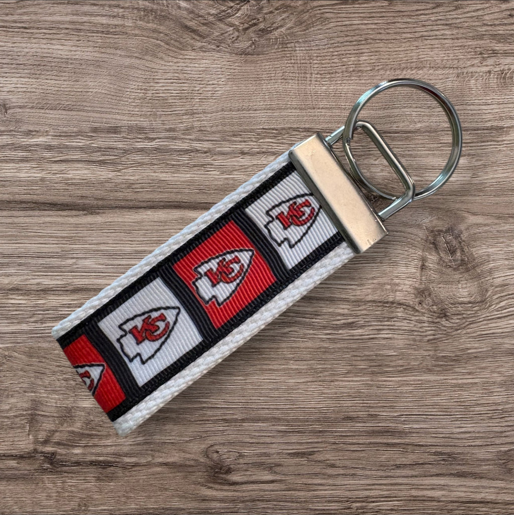 Kansas City Chiefs inspired Personalized  Key Fob wristlet  - 2 sizes available   FREE  personalization embroidery -  Football