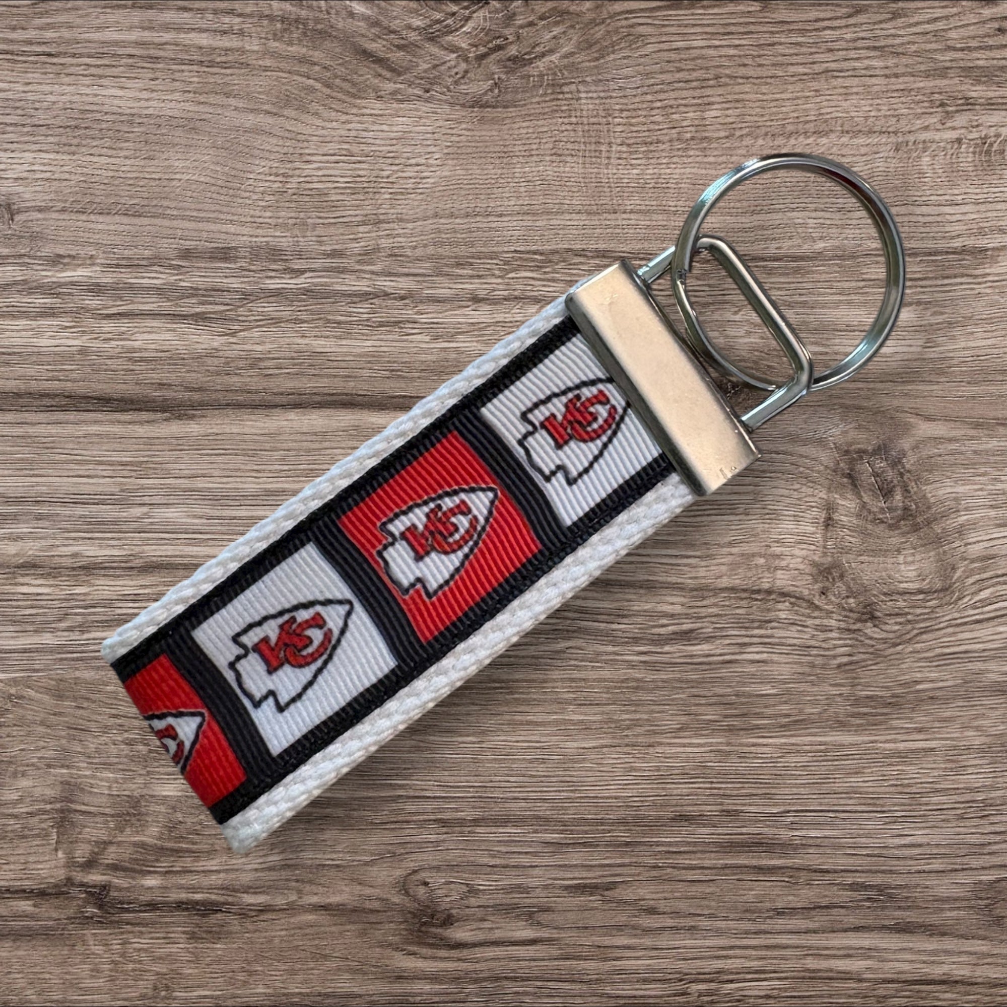 Kansas City Chiefs inspired Personalized  Key Fob wristlet  - 2 sizes available   FREE  personalization embroidery -  Football