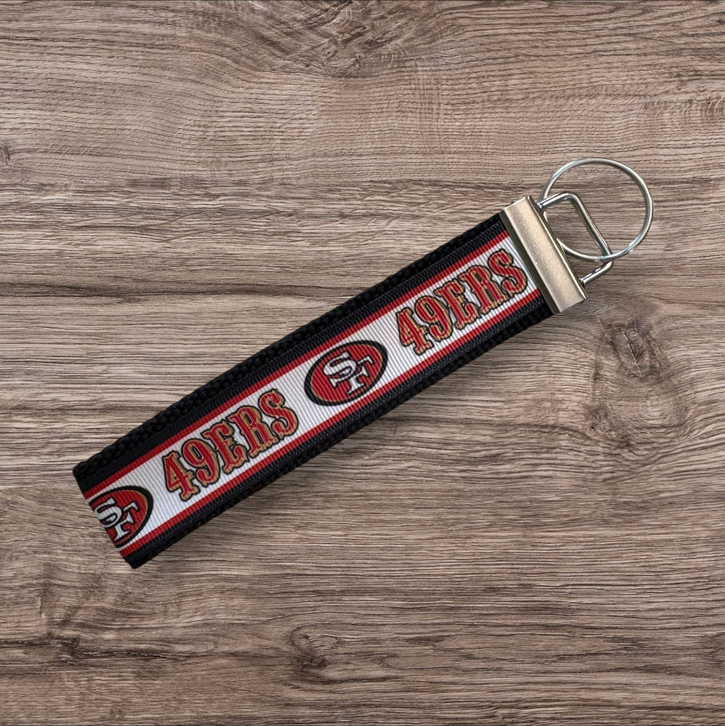 San Francisco 49ers inspired Personalized  Key Fob wristlet  - 2 sizes available   FREE  personalization embroidery -  Football