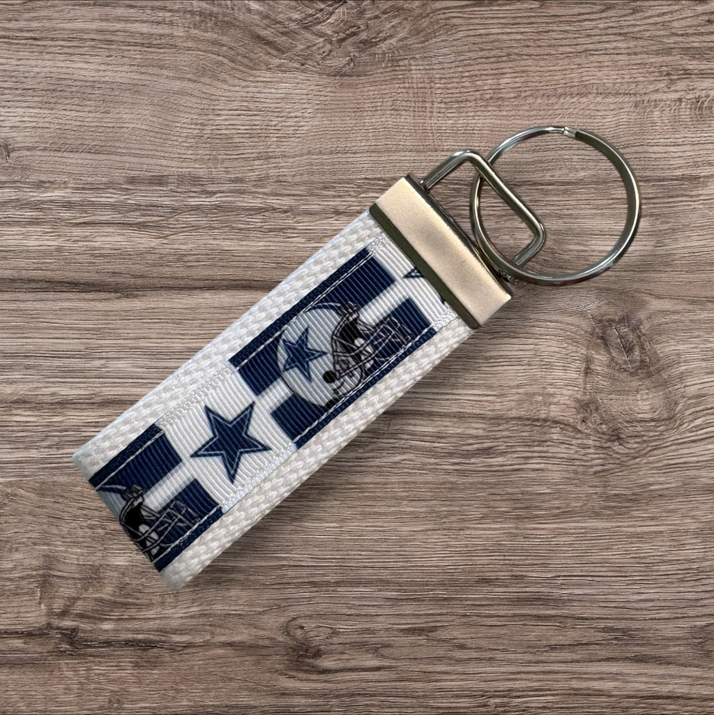 Dallas Cowboys inspired Personalized  Key Fob wristlet  - 2 sizes available   FREE  personalization embroidery -  Football