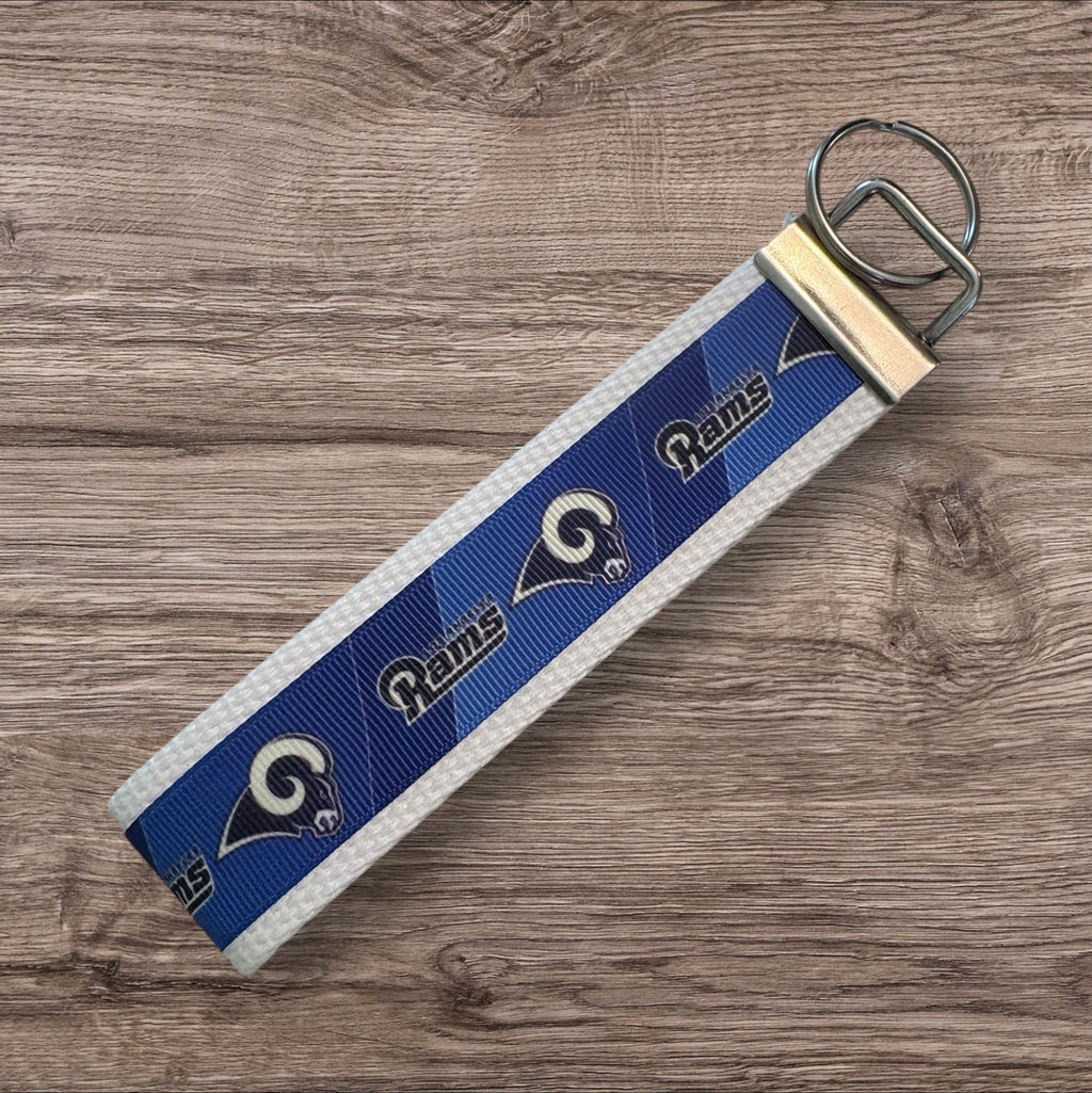 Los Angeles Rams inspired Personalized  Key Fob wristlet  - 2 sizes available   FREE  personalization embroidery -  Football