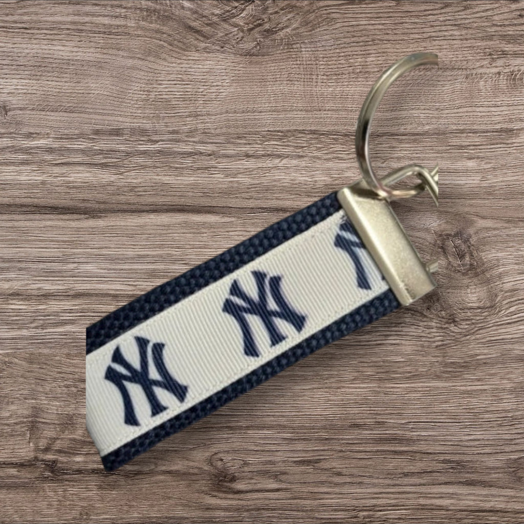 Personalized New York Yankees Inspired Baseball Key Fob or Wristlet: Embroidered Gift