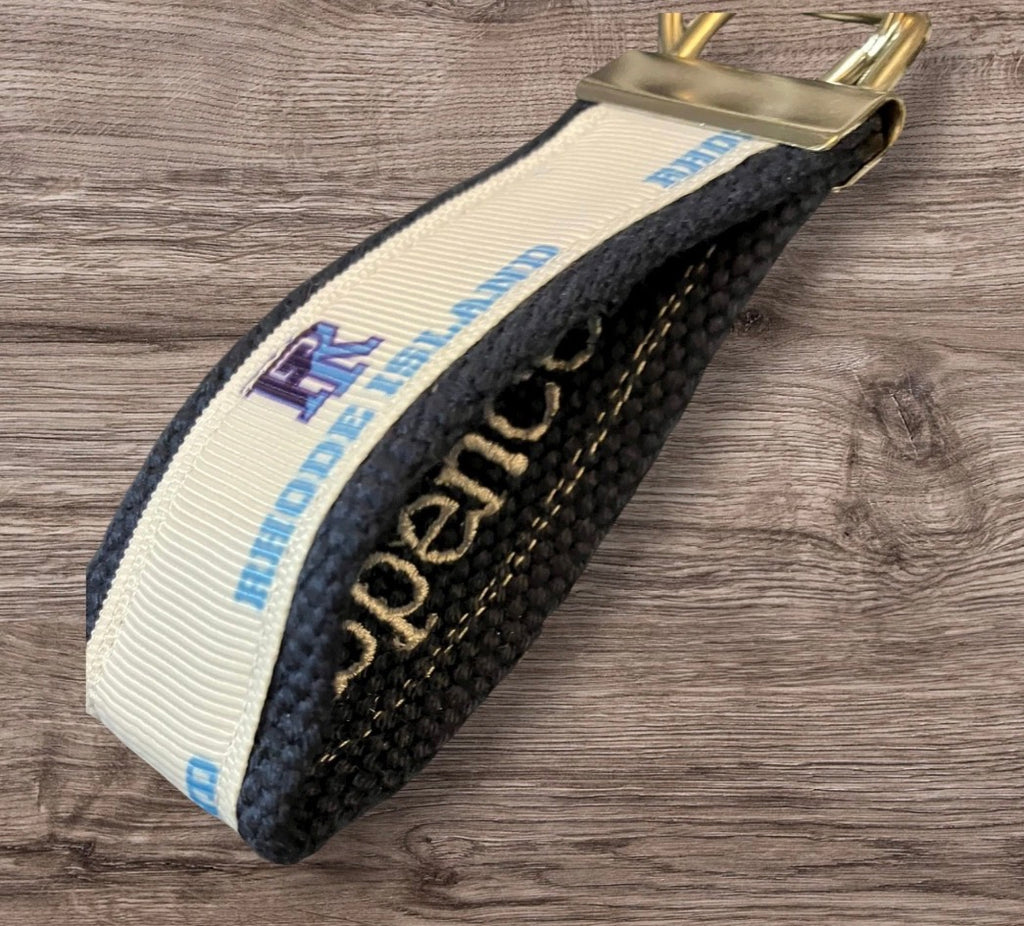 Personalized College / University  Inspired Keychain, key fob, luggage, alumni, merch  - University of Rhode Island -  2 sizes available  ** Free Embroidery**
