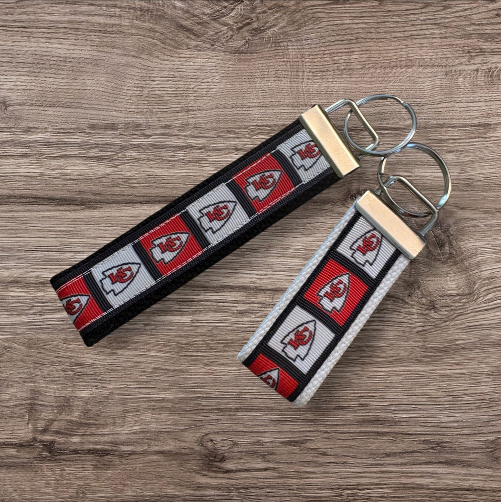 Kansas City Chiefs inspired Personalized  Key Fob wristlet  - 2 sizes available   FREE  personalization embroidery -  Football