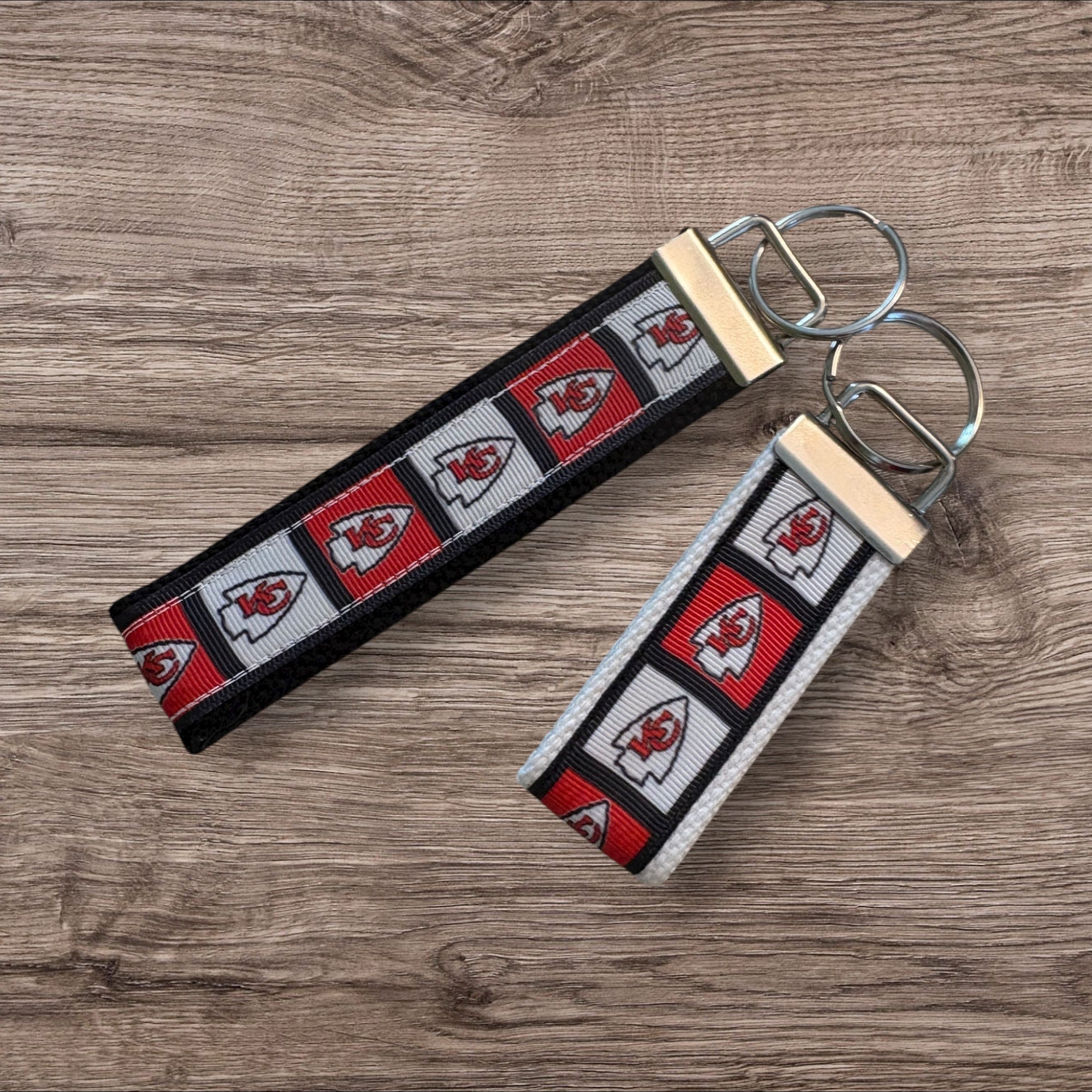 Kansas City Chiefs inspired Personalized  Key Fob wristlet  - 2 sizes available   FREE  personalization embroidery -  Football