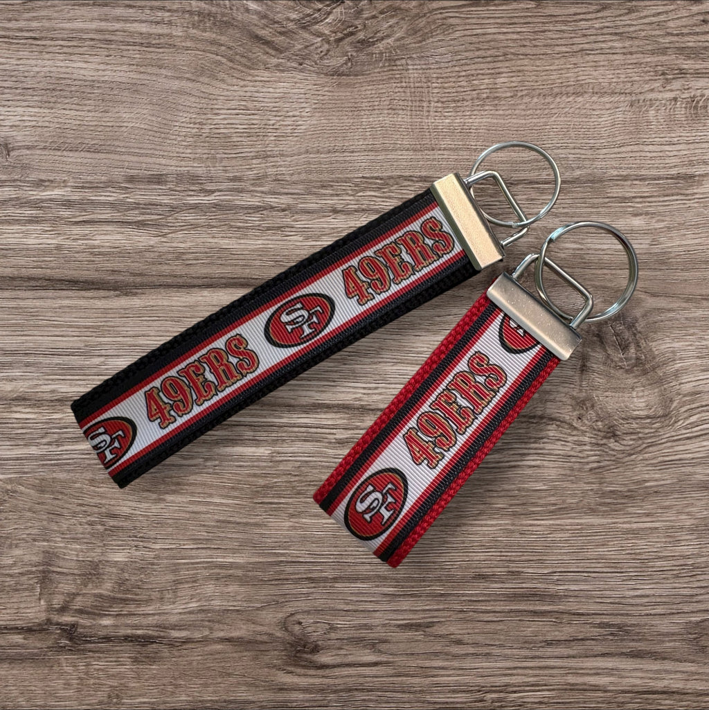 San Francisco 49ers inspired Personalized  Key Fob wristlet  - 2 sizes available   FREE  personalization embroidery -  Football