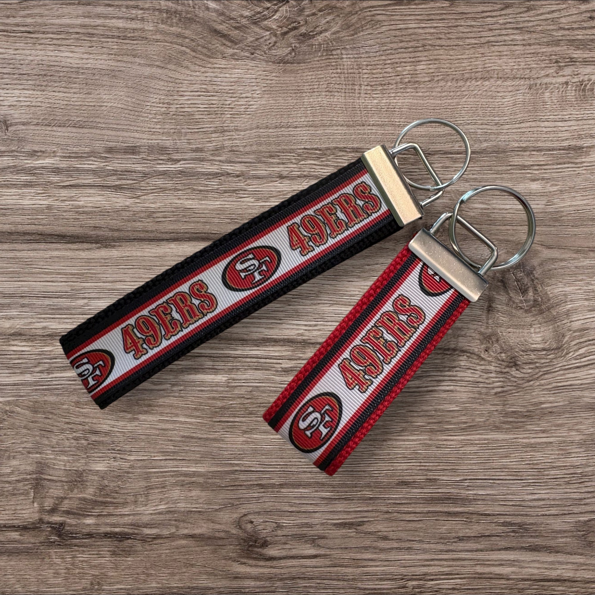 San Francisco 49ers inspired Personalized  Key Fob wristlet  - 2 sizes available   FREE  personalization embroidery -  Football