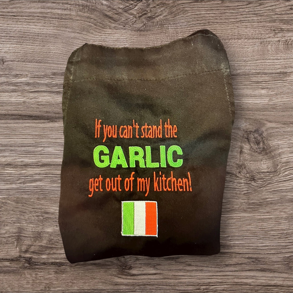 Personalized Funny Apron: If You Can't Stand the Garlic, Get out of my kitchen!   Embroidered Design -  Italian Funny Apron