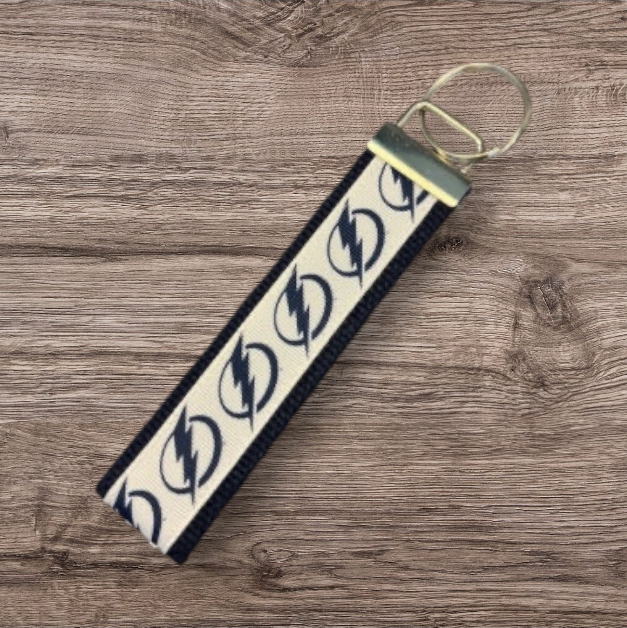 Personalized Tampa Bay Lightning Hockey Inspired Key Fob / Wristlet  -  2 sizes available  -  Ebroidery Available