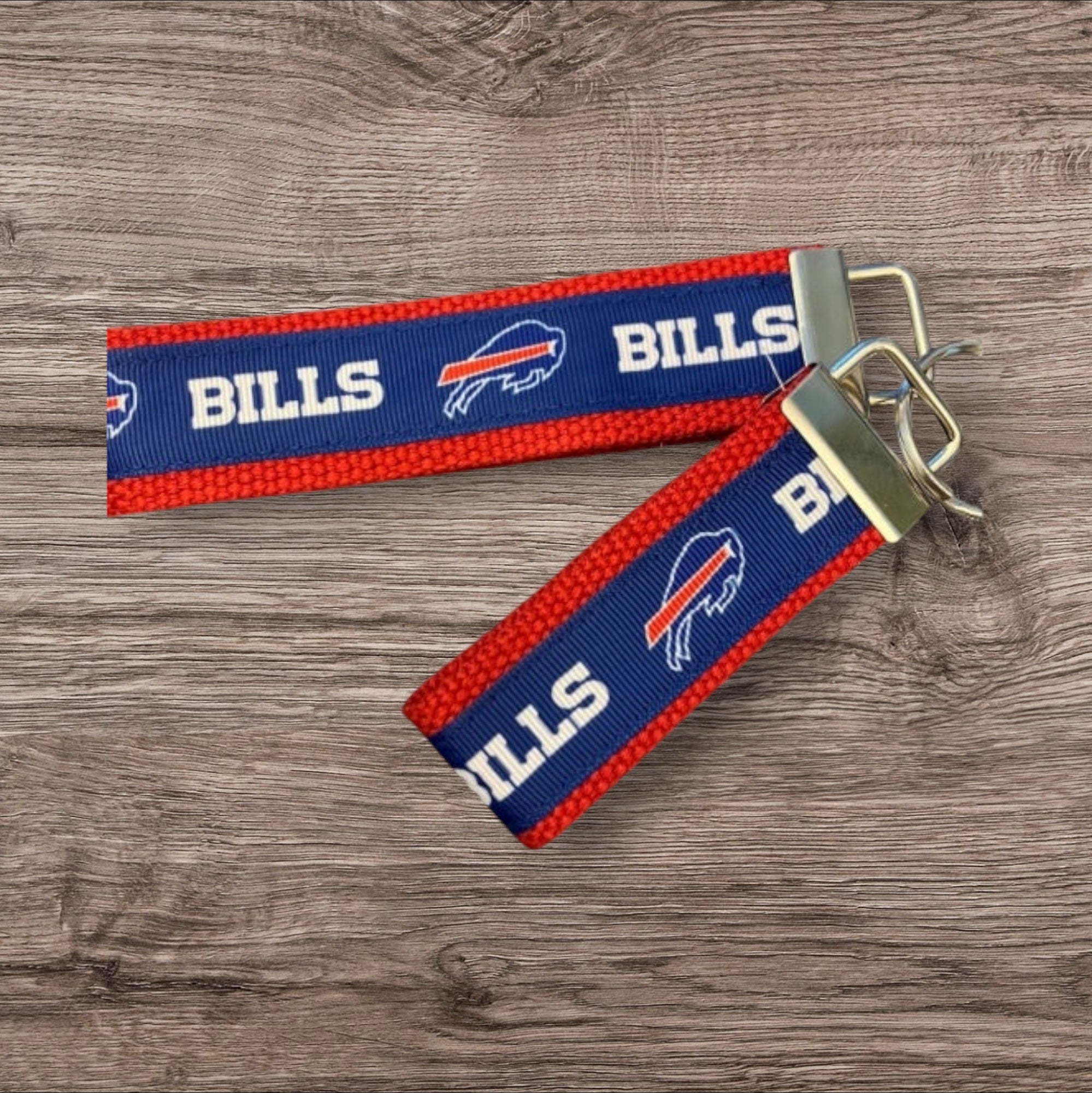 Buffalo Bills inspired Personalized  Key Fob wristlet  - 2 sizes available   FREE  personalization embroidery -  Football