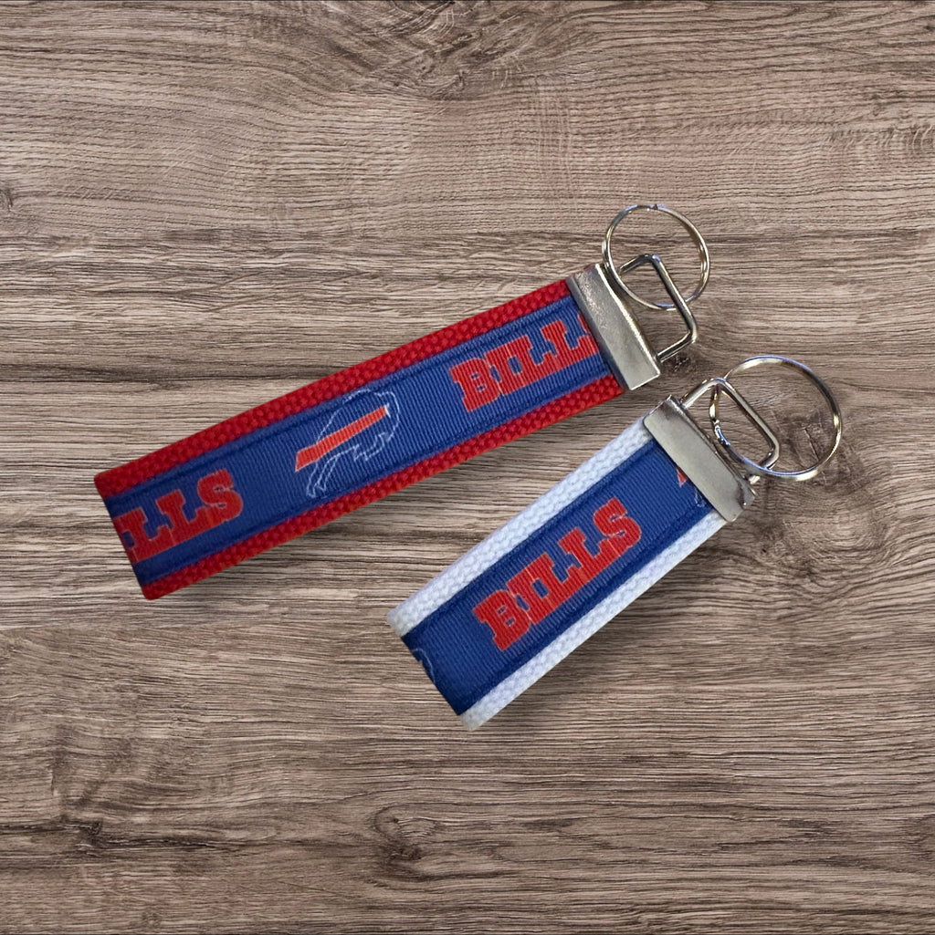 Buffalo Bills inspired Personalized  Key Fob wristlet  - 2 sizes available   FREE  personalization embroidery -  Football