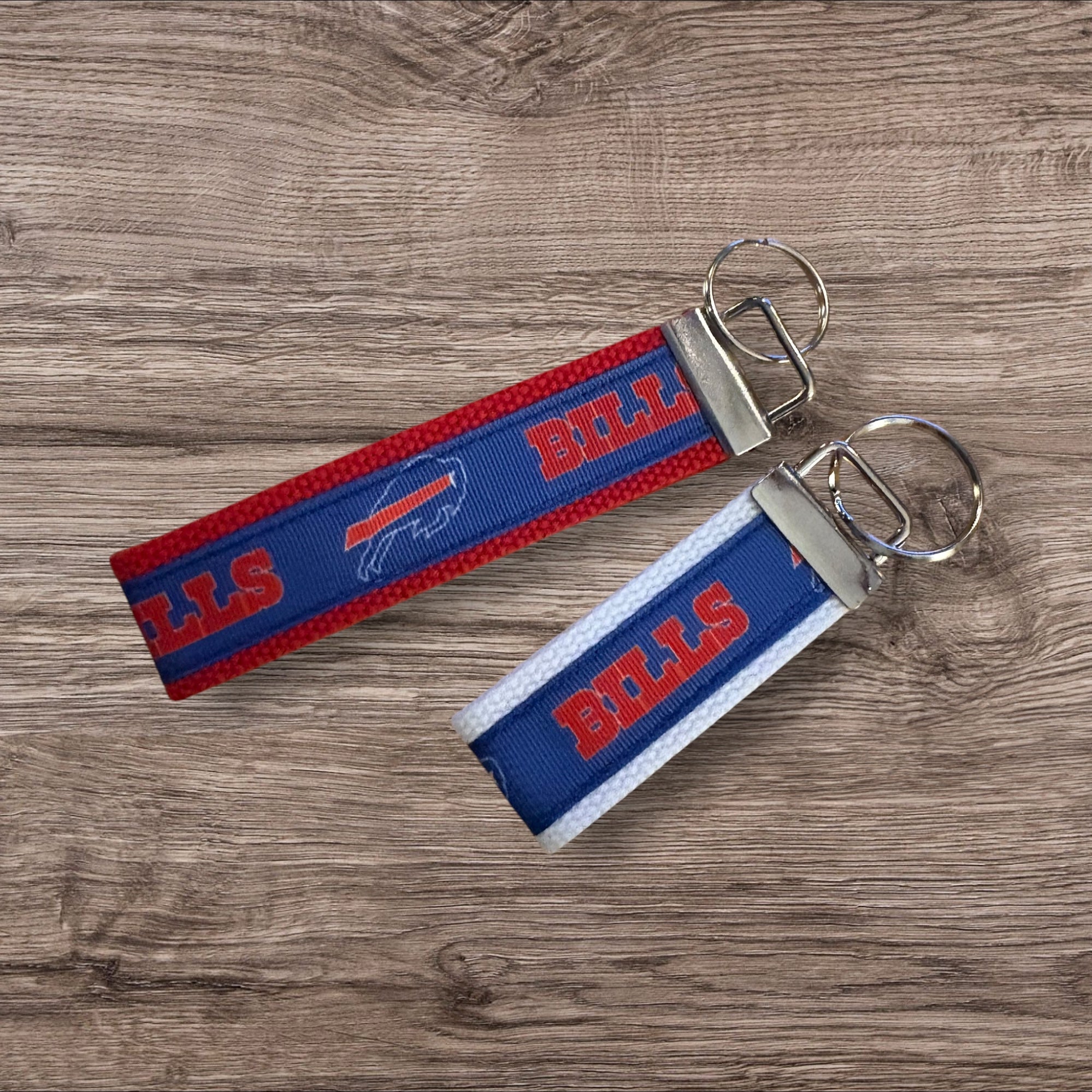 Buffalo Bills inspired Personalized  Key Fob wristlet  - 2 sizes available   FREE  personalization embroidery -  Football