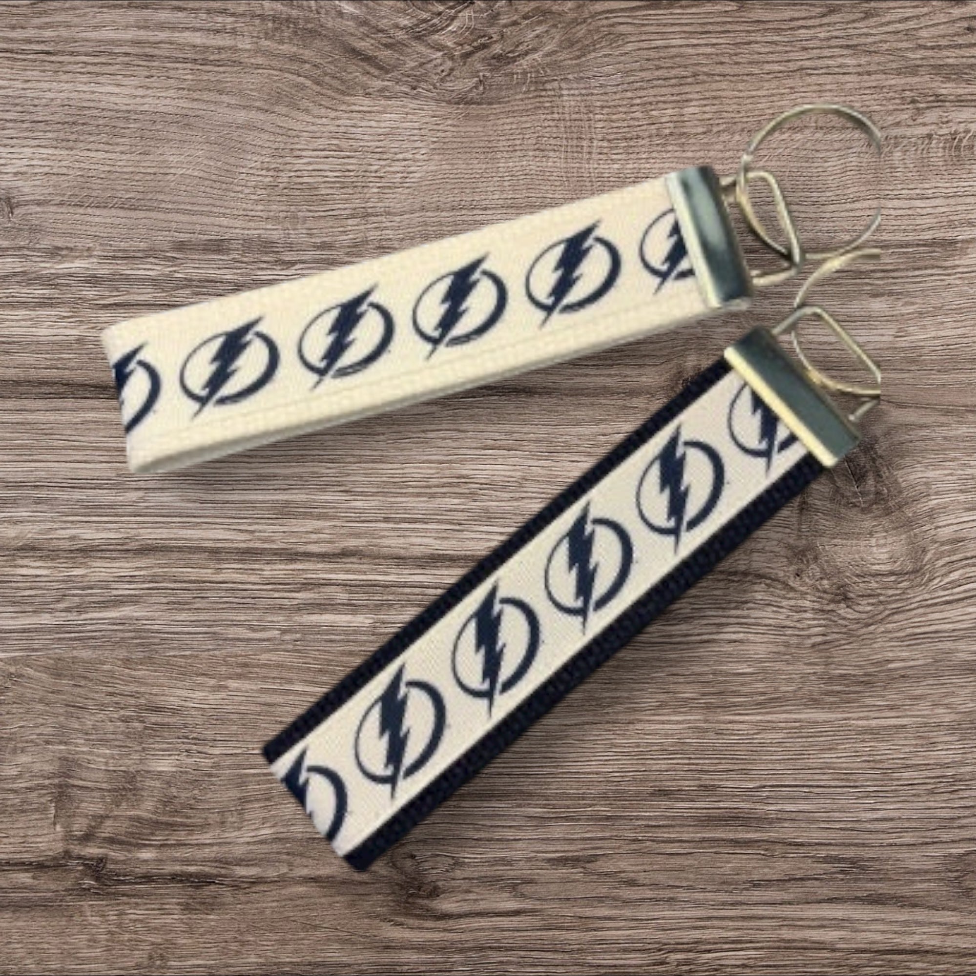 Personalized Tampa Bay Lightning Hockey Inspired Key Fob / Wristlet  -  2 sizes available  -  Ebroidery Available