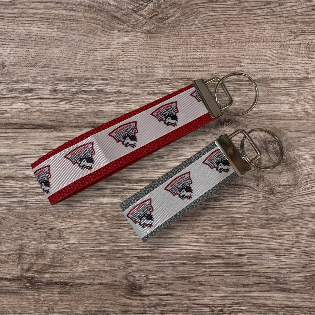 Personalized College / University  Inspired Keychain, key fob, luggage, alumni, merch  - Northeaster University 2 sizes available  ** Free Embroidery**