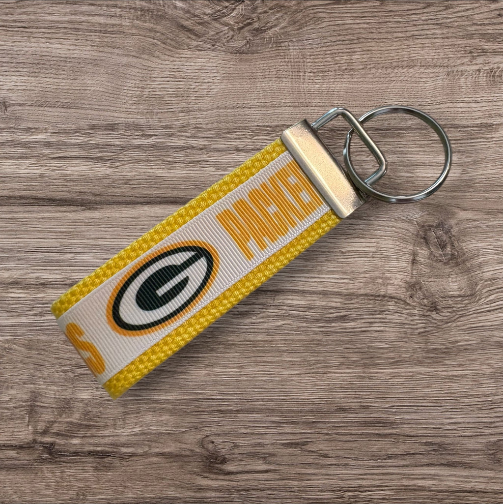 Green Bay Packers inspired Personalized  Key Fob wristlet  - 2 sizes available   FREE  personalization embroidery -  Football