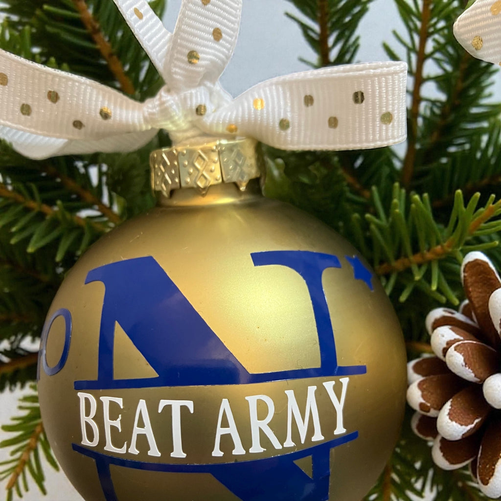 Go Navy Beat Army Christmas Ornament - Personalized USNA Gift