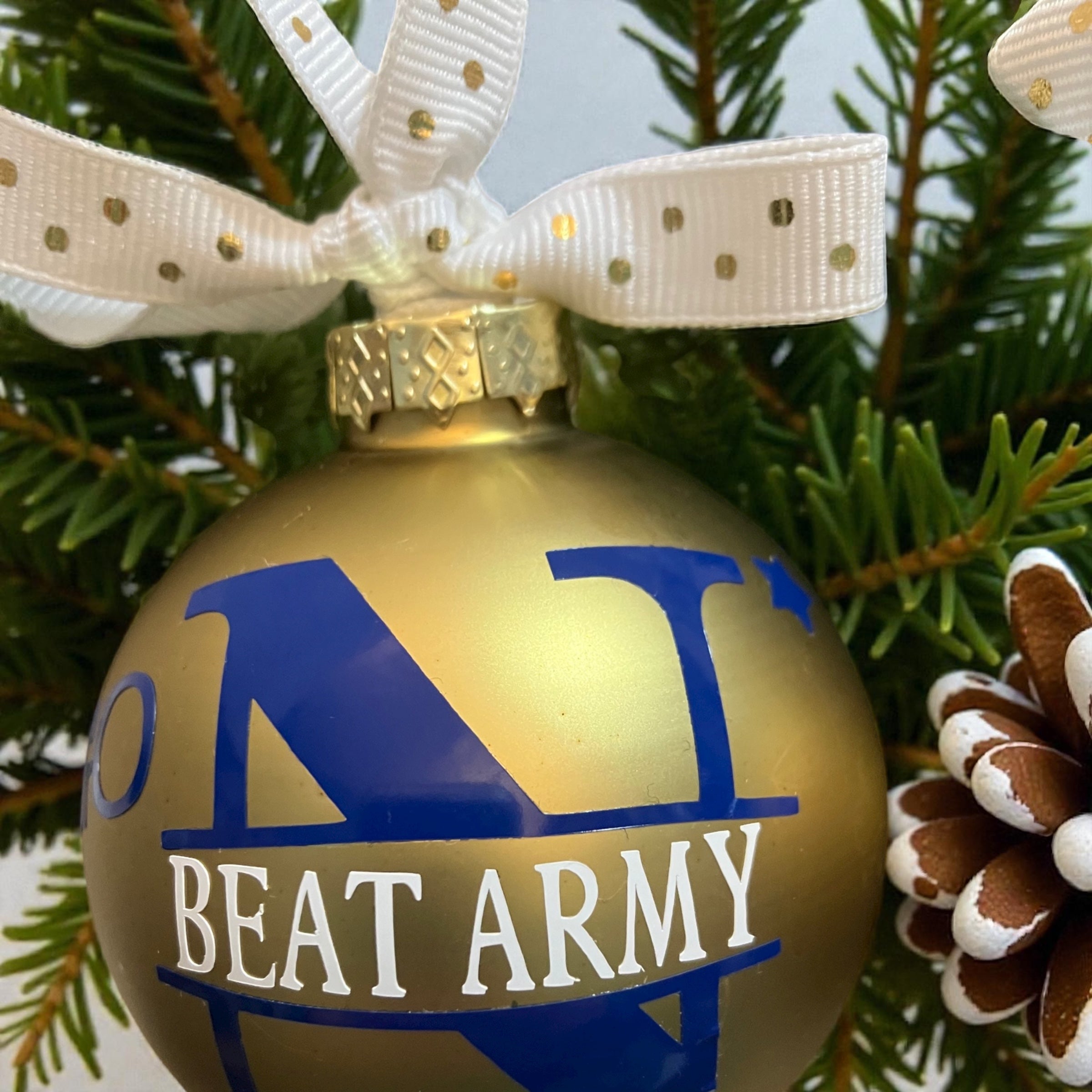 Go Navy Beat Army Christmas Ornament - Personalized USNA Gift