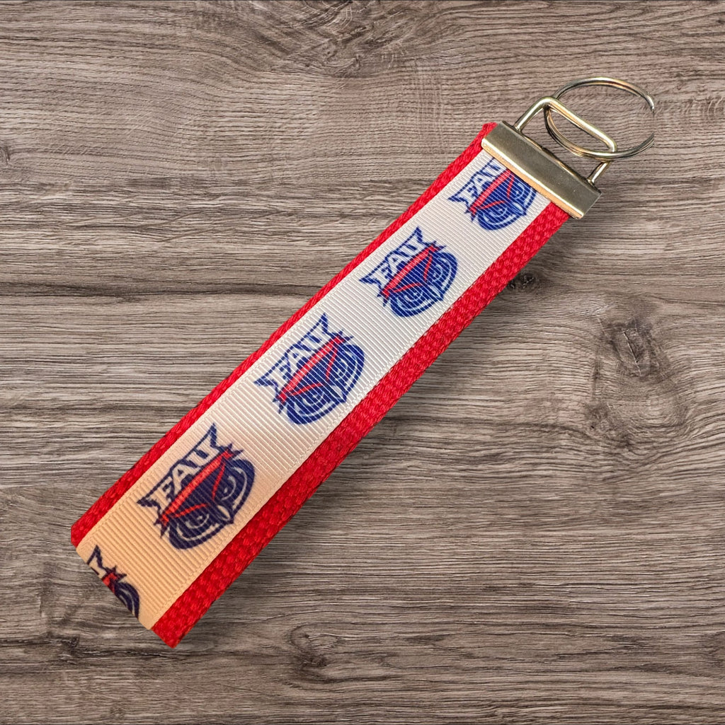 Personalized College  / Florida Atlantic University Inspired Keychain, key fob, luggage, alumni, merch  -   2 sizes available  ** Free Embroidery**
