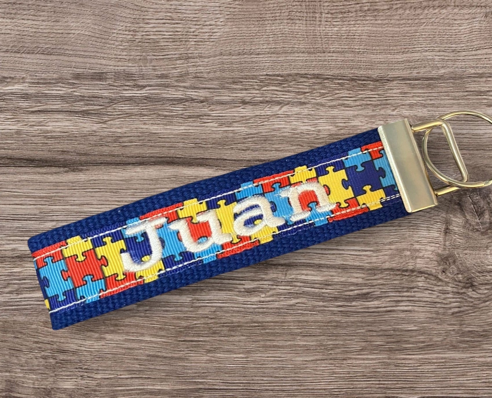 Personalized Autism Awareness inspired Key Fob or Wristlet - 2 sizes available ** Free Embroidery Available**