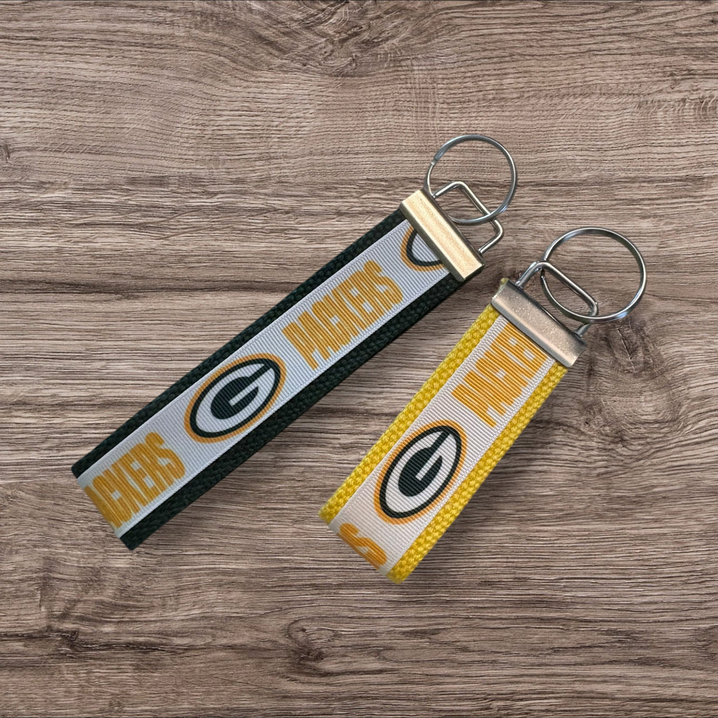 Green Bay Packers inspired Personalized  Key Fob wristlet  - 2 sizes available   FREE  personalization embroidery -  Football