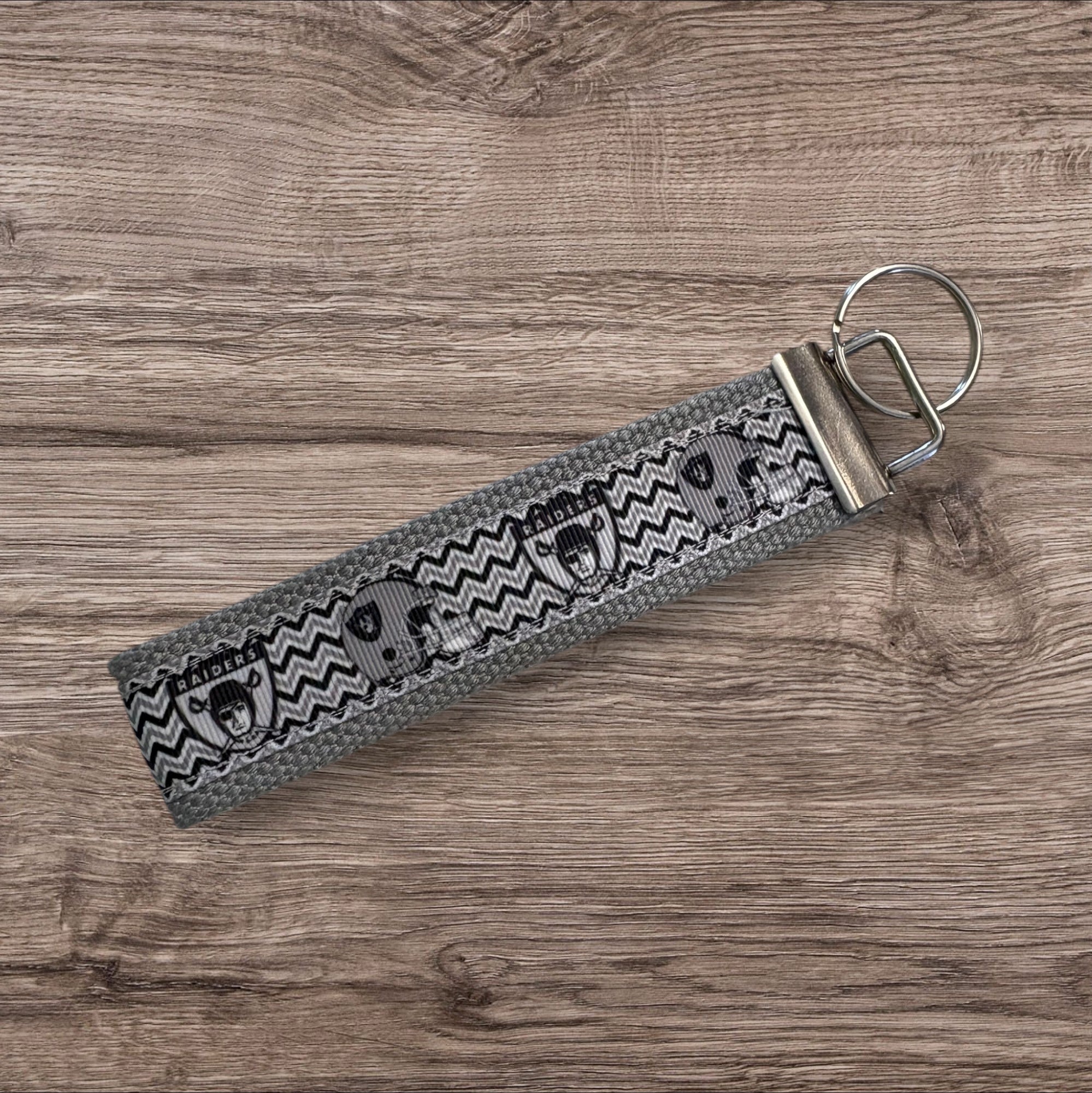 Oakland Raiders inspired Personalized  Key Fob wristlet  - 2 sizes available   FREE  personalization embroidery -  Football