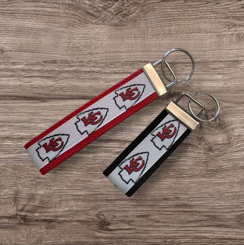 Kansas City Chiefs inspired Personalized  Key Fob wristlet  - 2 sizes available   FREE  personalization embroidery -  Football