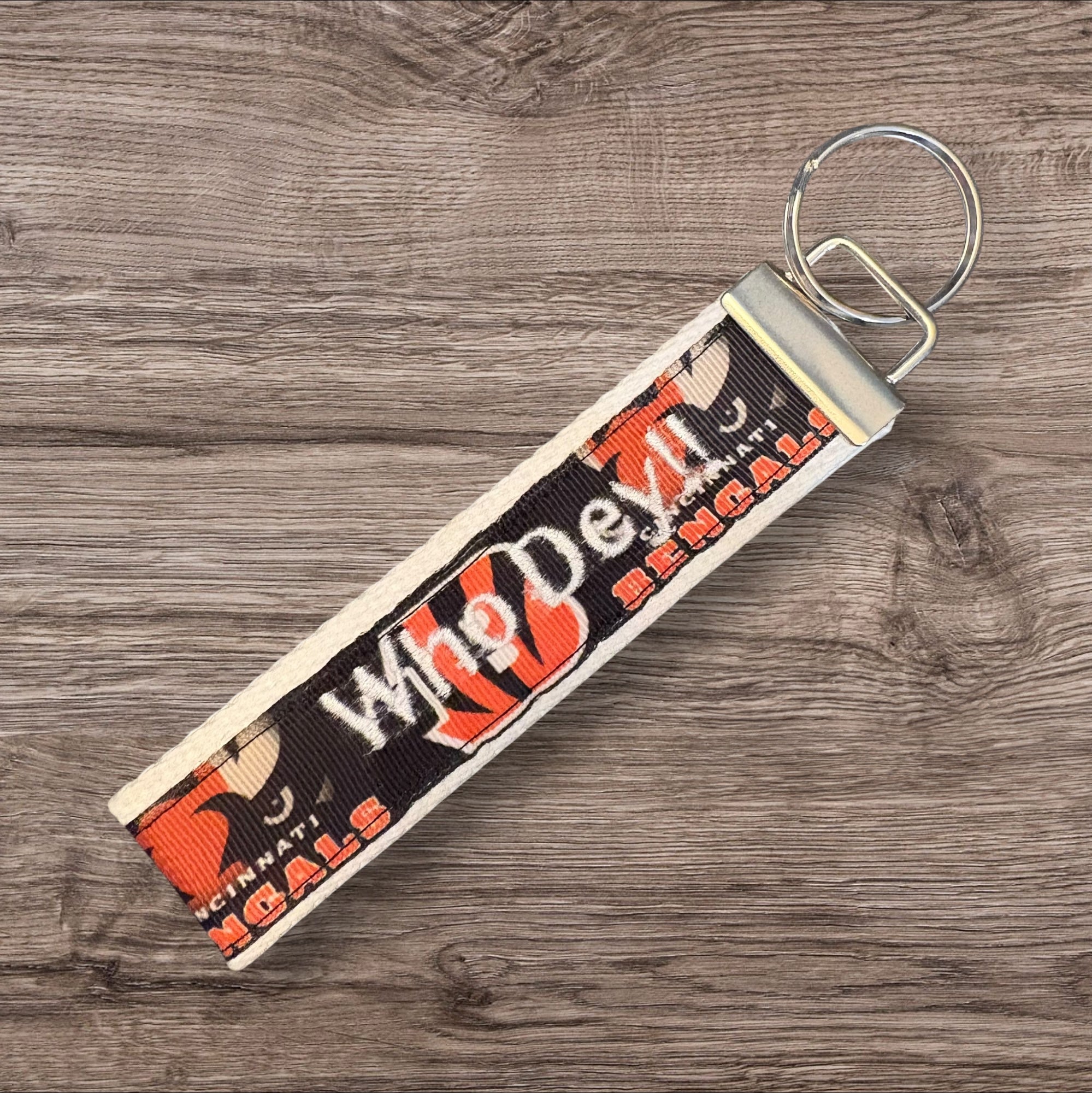 Cincinnati Bengals inspired Personalized  Key Fob wristlet  - 2 sizes available   FREE  personalization embroidery -  Football