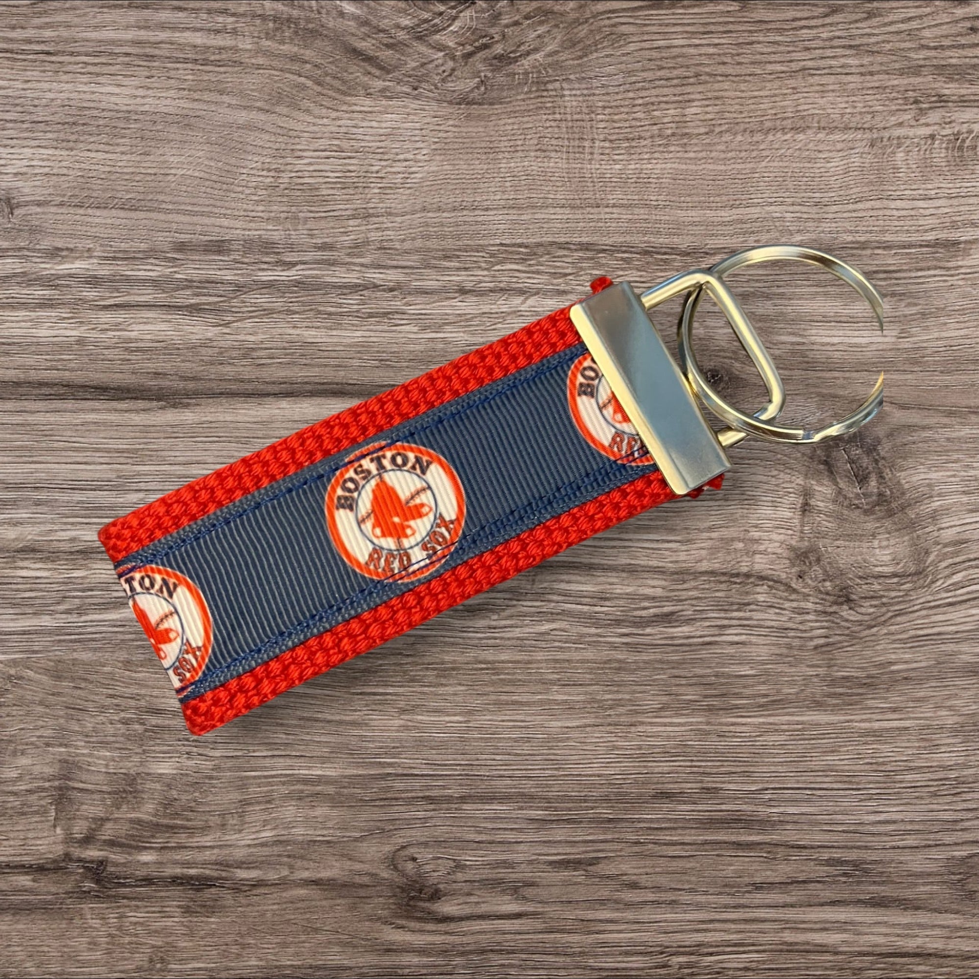 Personalized Boston Red Sox Inspired Baseball Key Fob or Wristlet: Embroidered Gift
