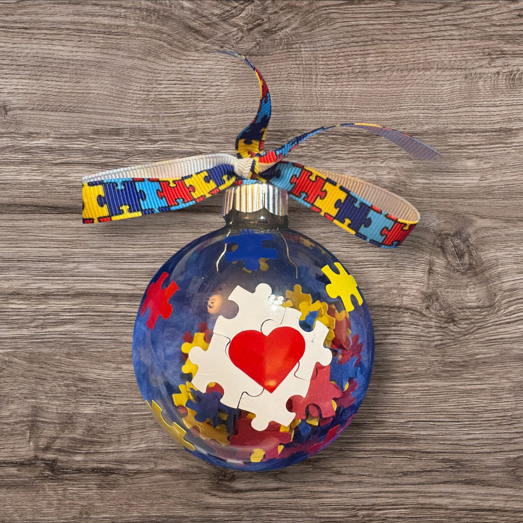 Autism Awareness Puzzle Piece 2025 Christmas Ornament | Personalized | Available in glass or plastic