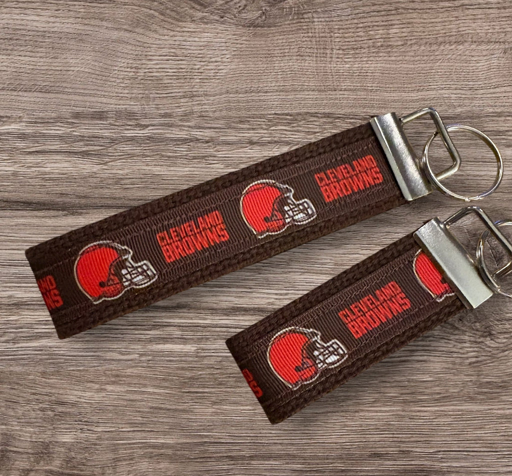 Cleveland Browns inspired Personalized  Key Fob wristlet  - 2 sizes available   FREE  personalization embroidery -  Football