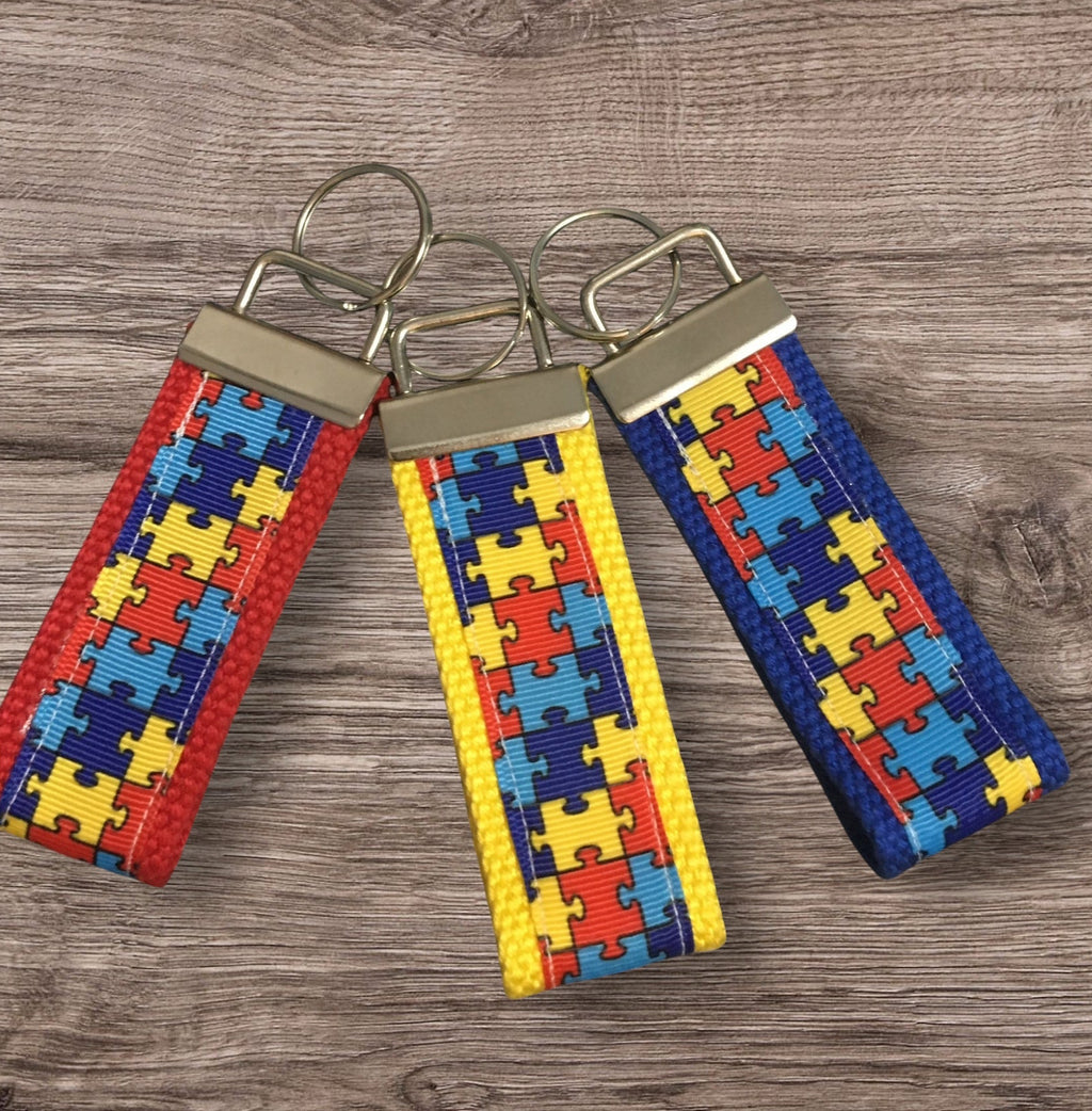 Personalized Autism Awareness inspired Key Fob or Wristlet - 2 sizes available ** Free Embroidery Available**