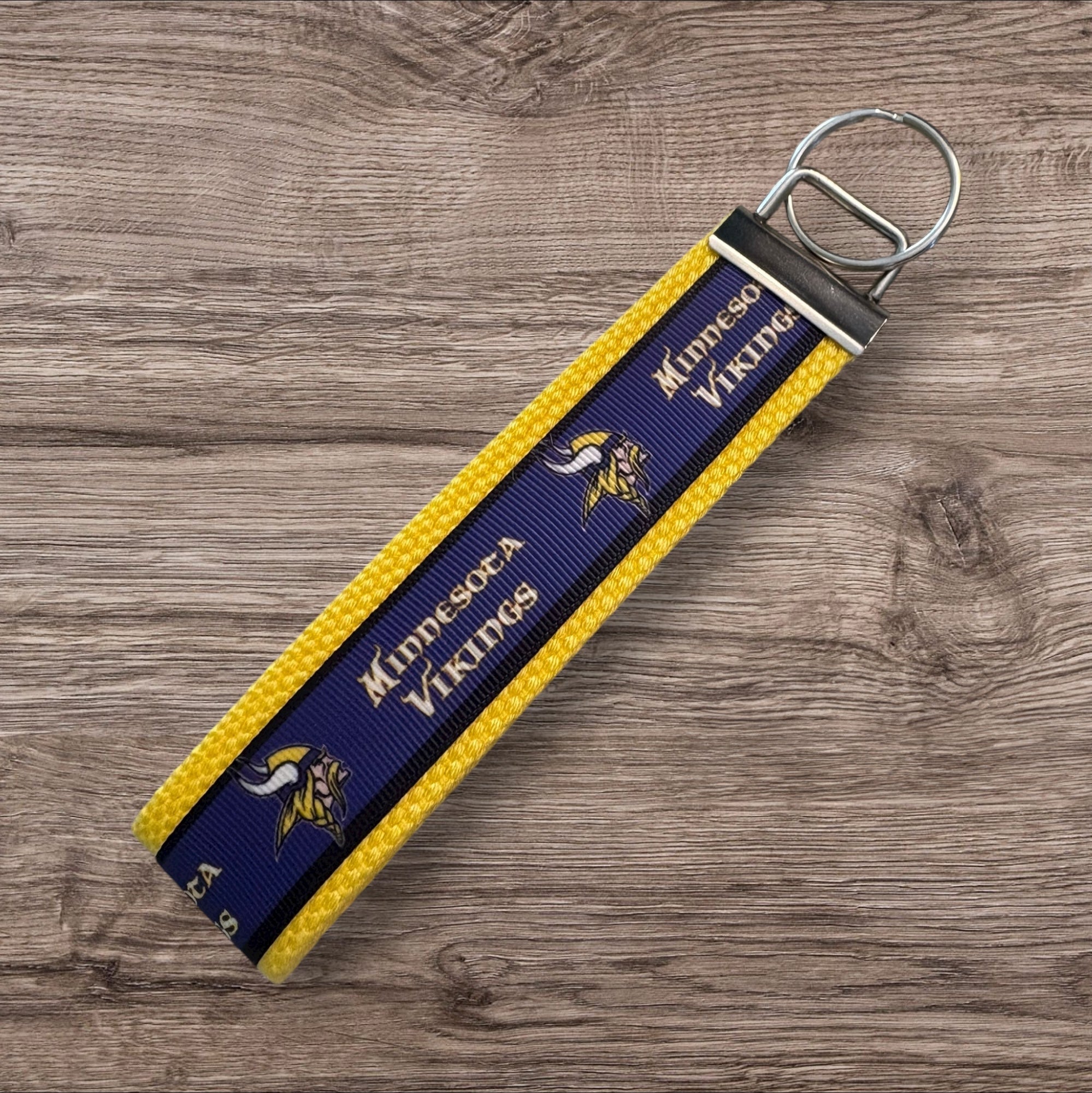 Minnesota Vikings inspired Personalized  Key Fob wristlet  - 2 sizes available   FREE  personalization embroidery -  Football