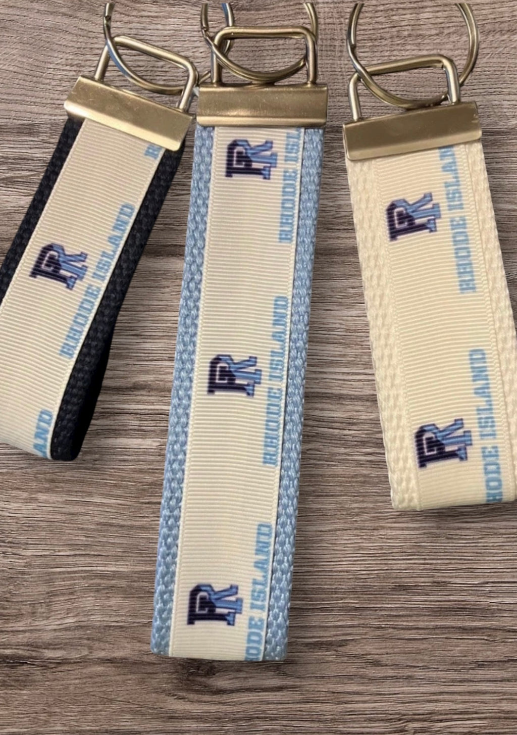 Personalized College / University  Inspired Keychain, key fob, luggage, alumni, merch  - University of Rhode Island -  2 sizes available  ** Free Embroidery**