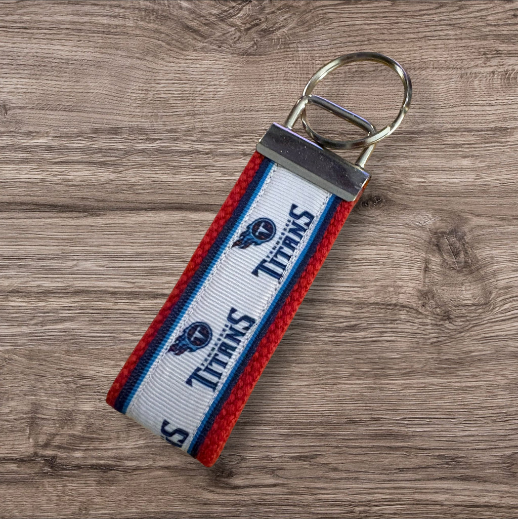 Tennessee Titans inspired Personalized  Key Fob wristlet  - 2 sizes available   FREE  personalization embroidery -  Football