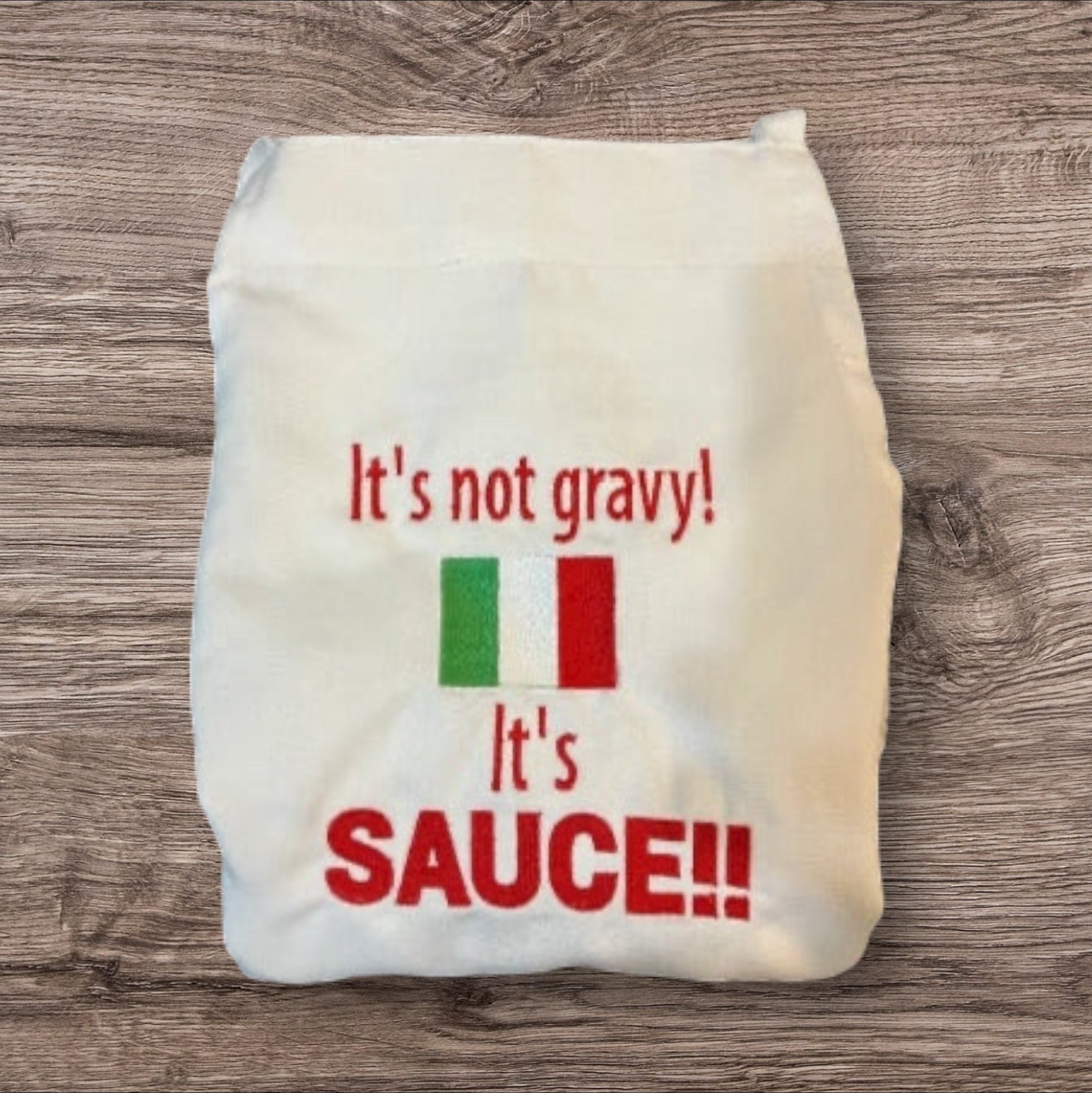 Italian Flag It’s Not Gravy, it’s Sauce - Embroidered FUNNY Aprons - FREE Personalization - adjustable -  2 colors Sauce or Gravy Debate
