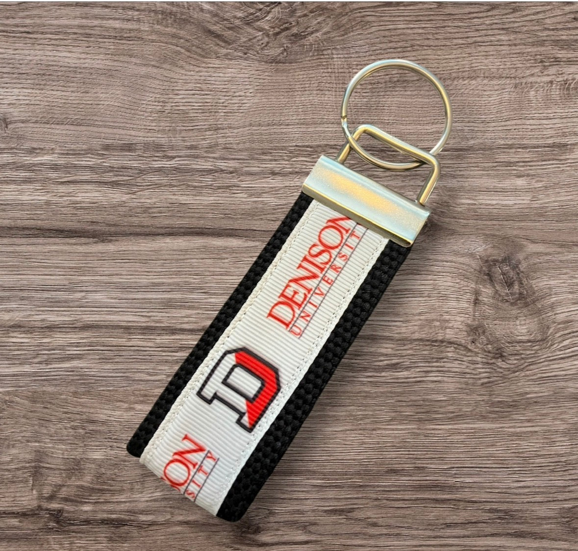Personalized College / University  Inspired Keychain, key fob, luggage, alumni, merch  - Denison University 2 sizes available  ** Free Embroidery**