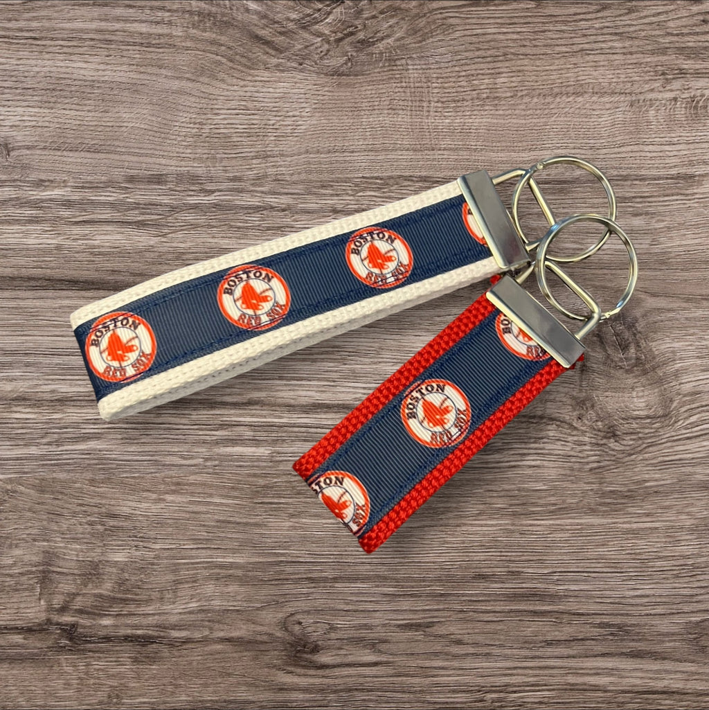 Personalized Boston Red Sox Inspired Baseball Key Fob or Wristlet: Embroidered Gift