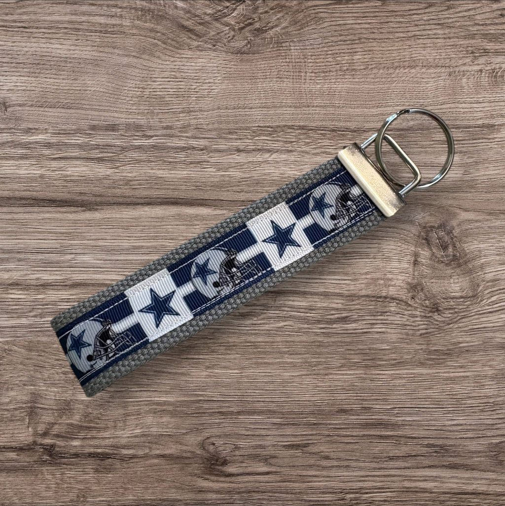 Dallas Cowboys inspired Personalized  Key Fob wristlet  - 2 sizes available   FREE  personalization embroidery -  Football
