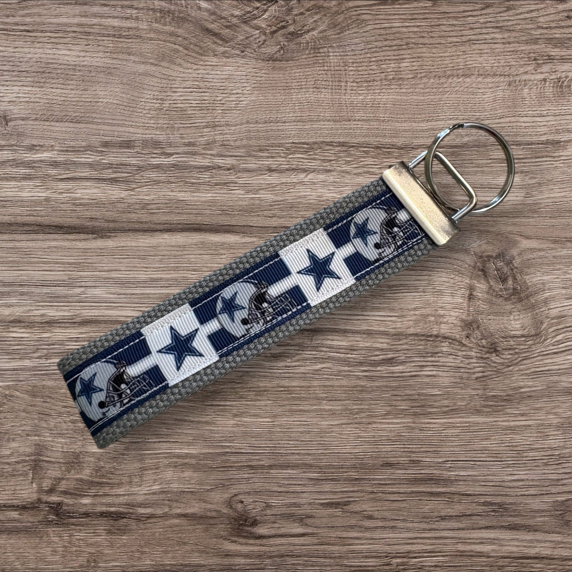 Dallas Cowboys inspired Personalized  Key Fob wristlet  - 2 sizes available   FREE  personalization embroidery -  Football