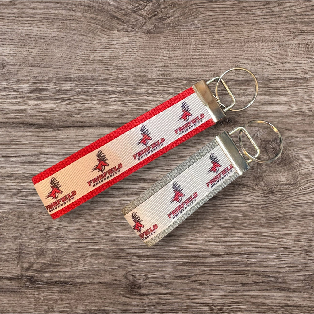 Personalized College / University  Inspired Keychain, key fob, luggage, alumni, merch  - Fairfield University 2 sizes available  ** Free Embroidery**